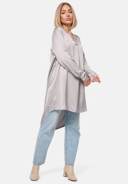 PM SELECTED Longbluse PM-07 (Elegante Satin Light Oversize Business Long Bluse in Einheitsgröße)