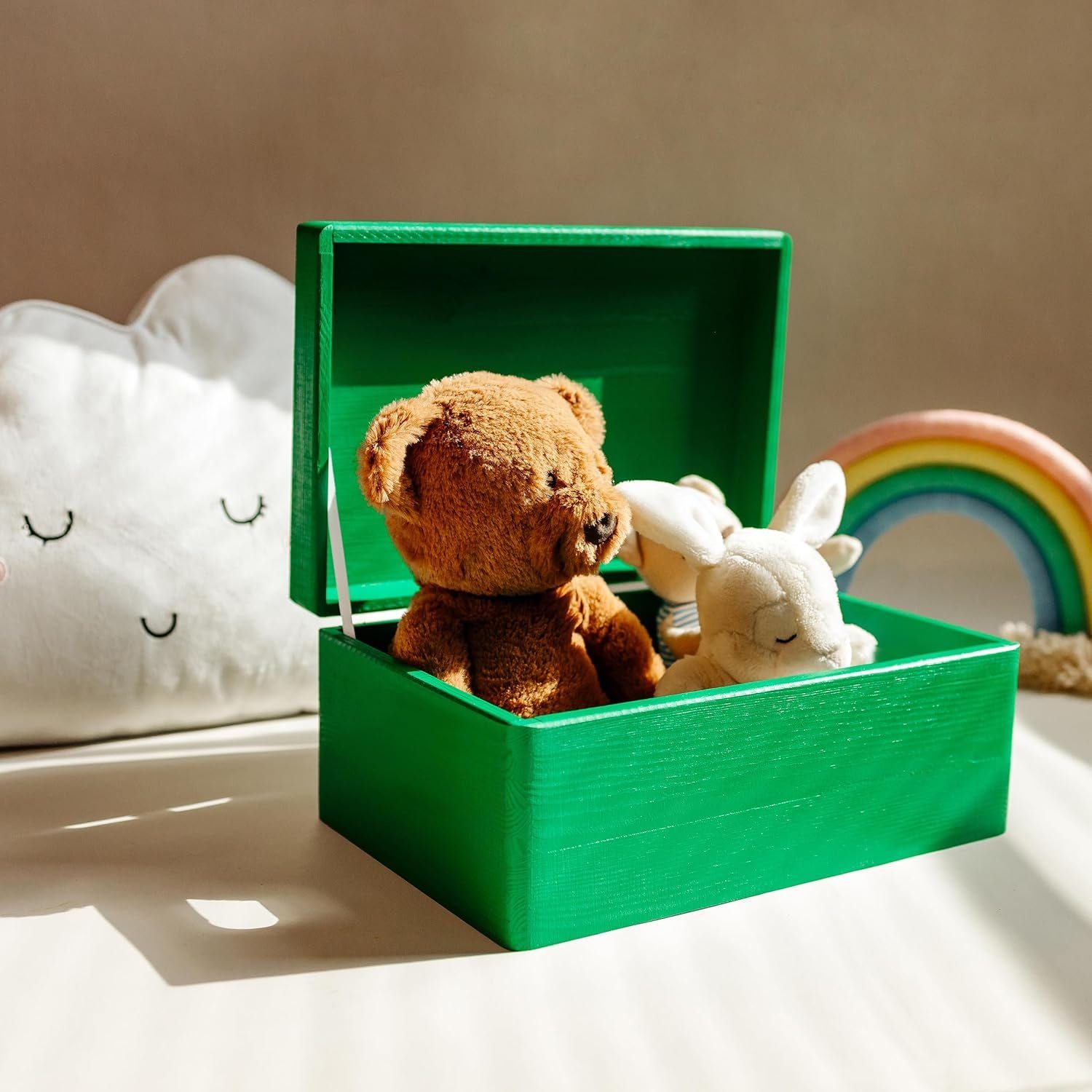 Creative Deco Holzkiste mit Deckel Groß Erinnerungsbox Baby Holzbox 30 x 20 x 14 cm, mit Scharnieren