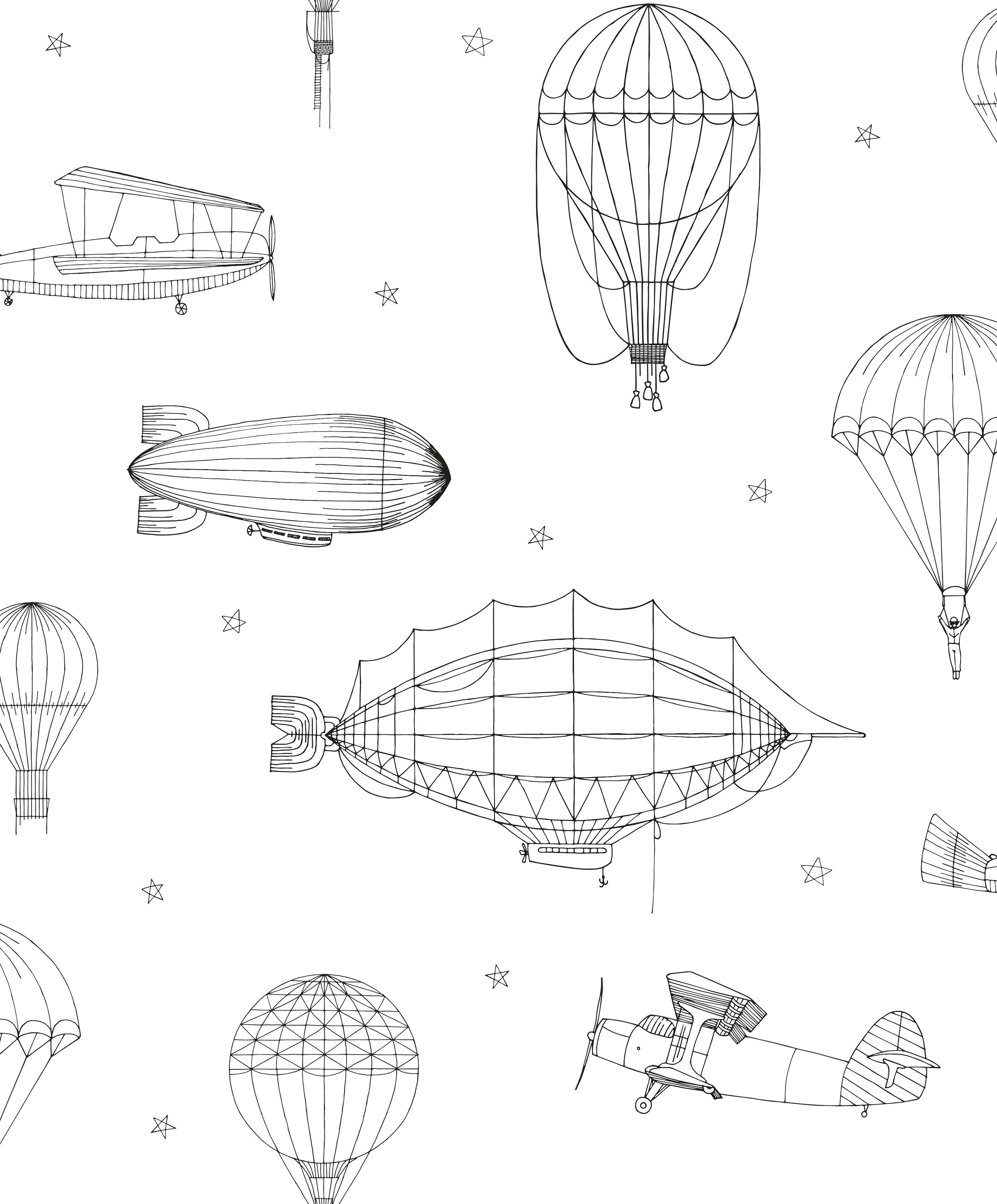 Marburg Kindertapete, matt, Motiv, (1 St), Zeppelin, Flugzeug, Tapete für Wohnzimmer Schlafzimmer Küche