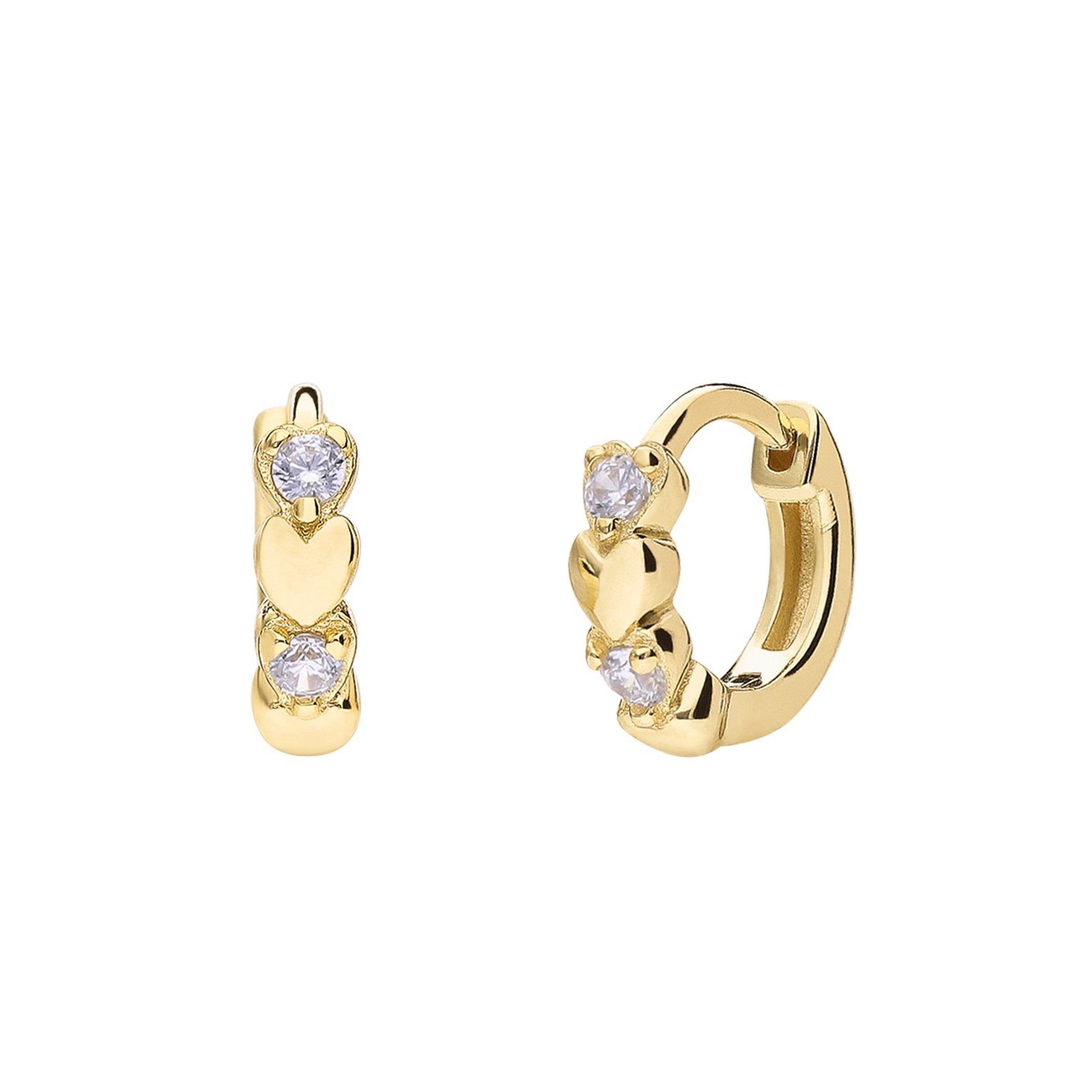 LUCARDI Paar Creolen Ohrring - 925 Silber - Gold - Zirkonia - Kinder