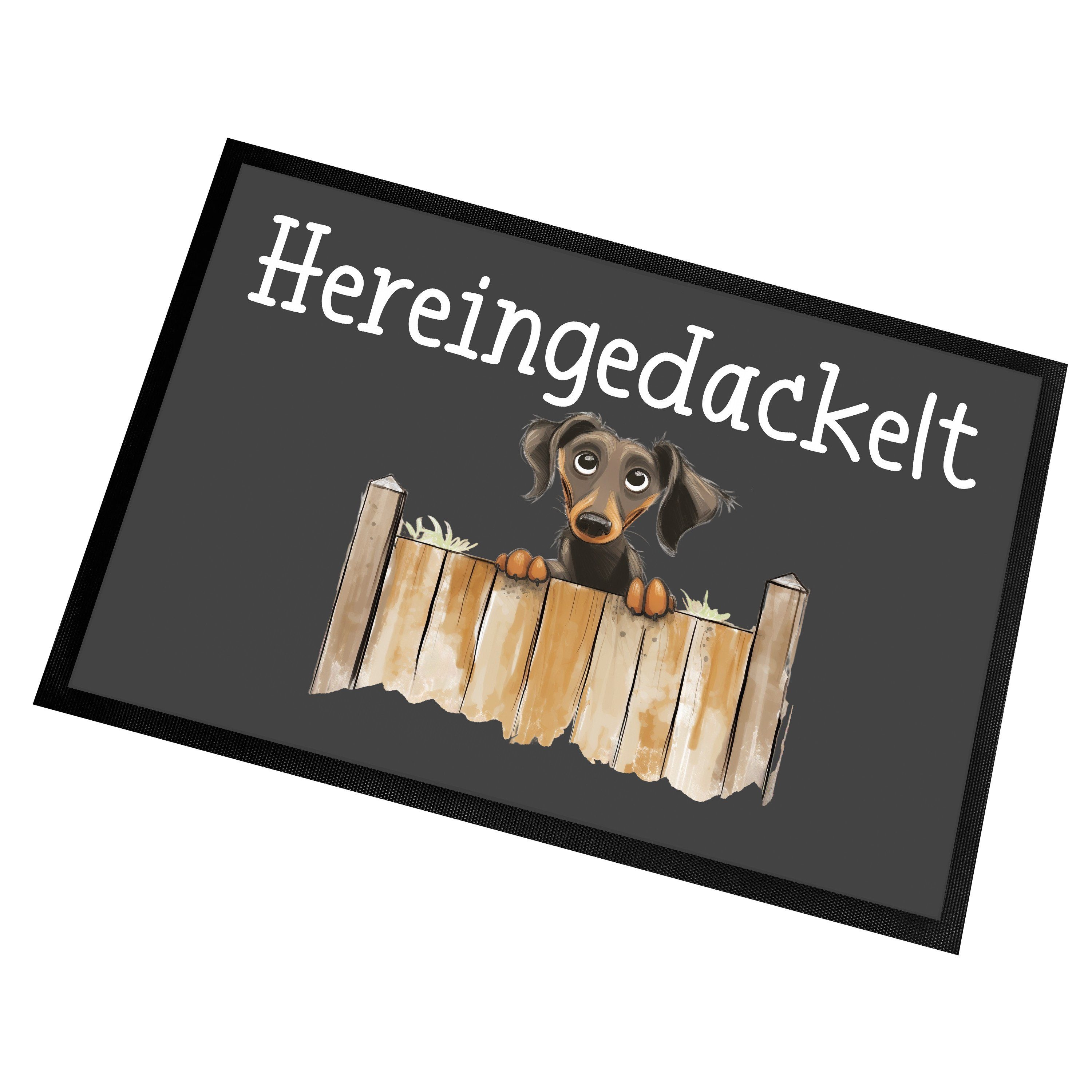 Fußmatte Schmutzfangmatte mit Spruch Hereingedackelt, Herzbotschaft