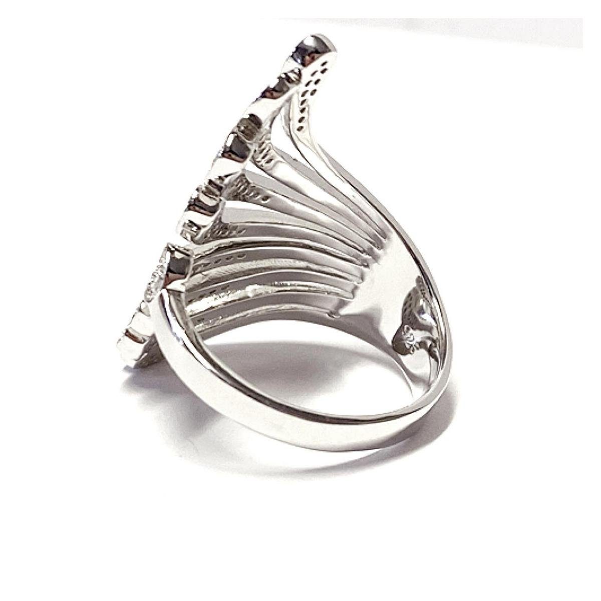 Edelschmiede925 Silberring moderner Silberring 925 mit Zirkonia - glänzend - #60