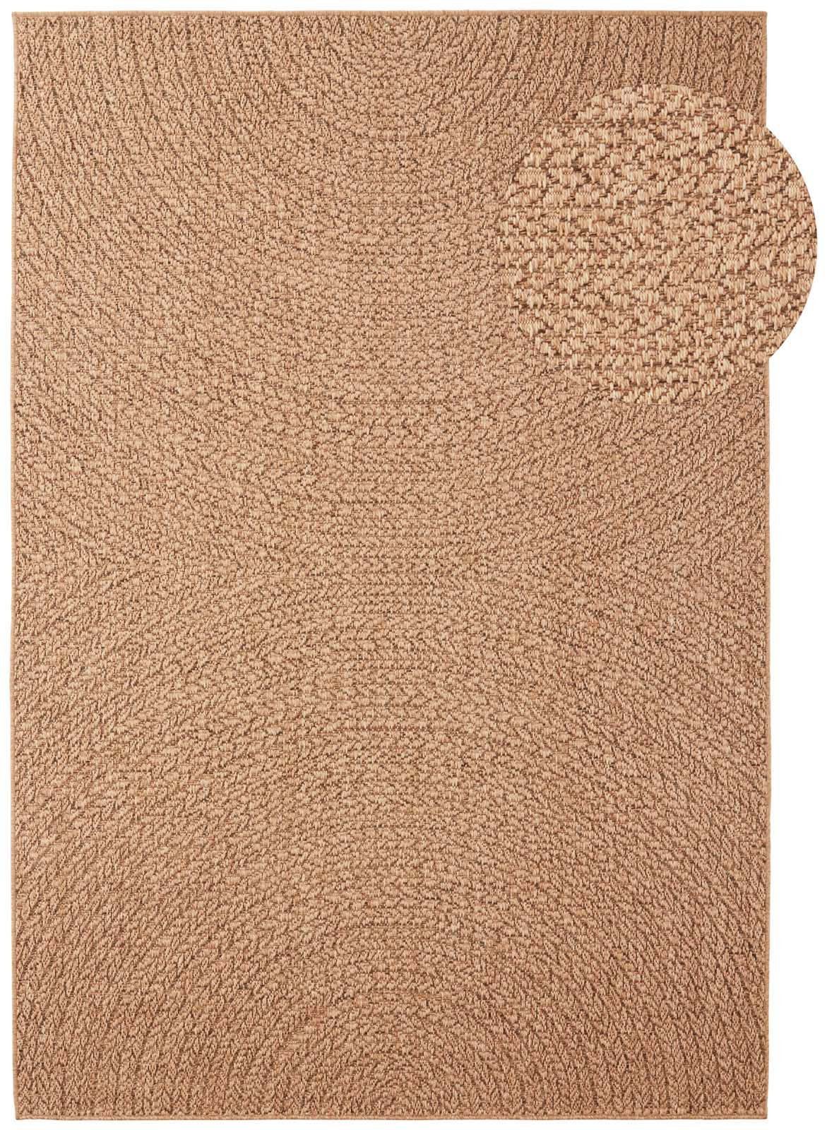 TaraCarpet Teppich TaraCarpet Borneo Welle Outdoor Teppich – Wetterfester Indoor & Outdoo, rechteckig, Höhe: 6 mm, Küche Wohnzimmer Terrasse Garten Balkon beige 80x150