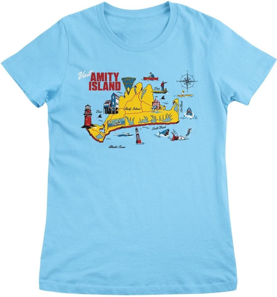 Jaws T-Shirt Amity Island Map Girly Tee