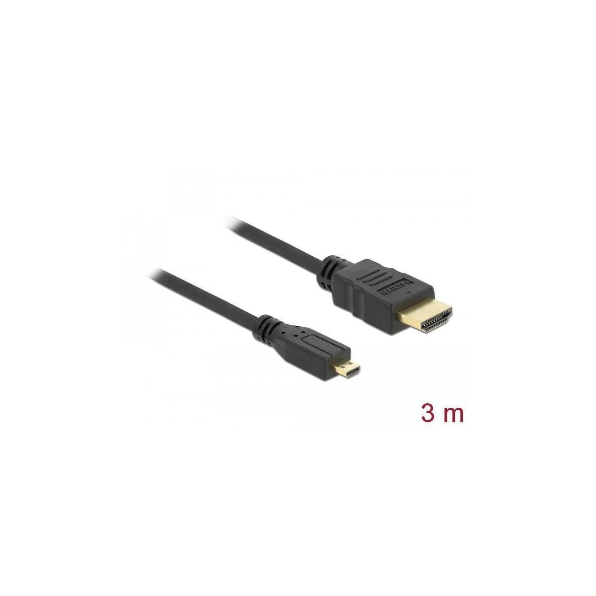 HDMI Kabel mit Speed Ethernet Computer-Kabel, HDMI A/D HDMI-A, Delock Stecker/Stecker, High 3m cm) (300,00