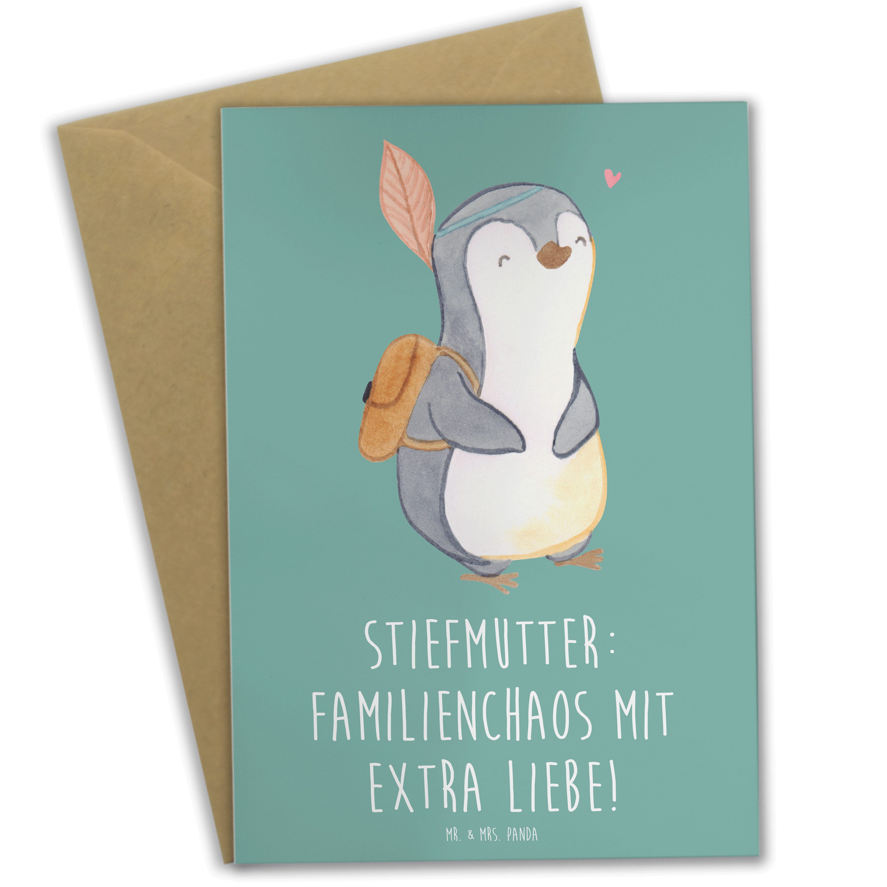 Mr. & Mrs. Panda Grußkarte Stiefmutter Liebe Meeresbrise Geschenk
