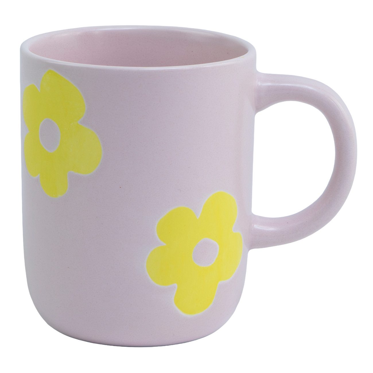 Geda Labels GmbH Tasse Daisy Flower rosa, 1-tlg., Keramik, Rosa, 400ml, mit Relief-Muster in Blütenform