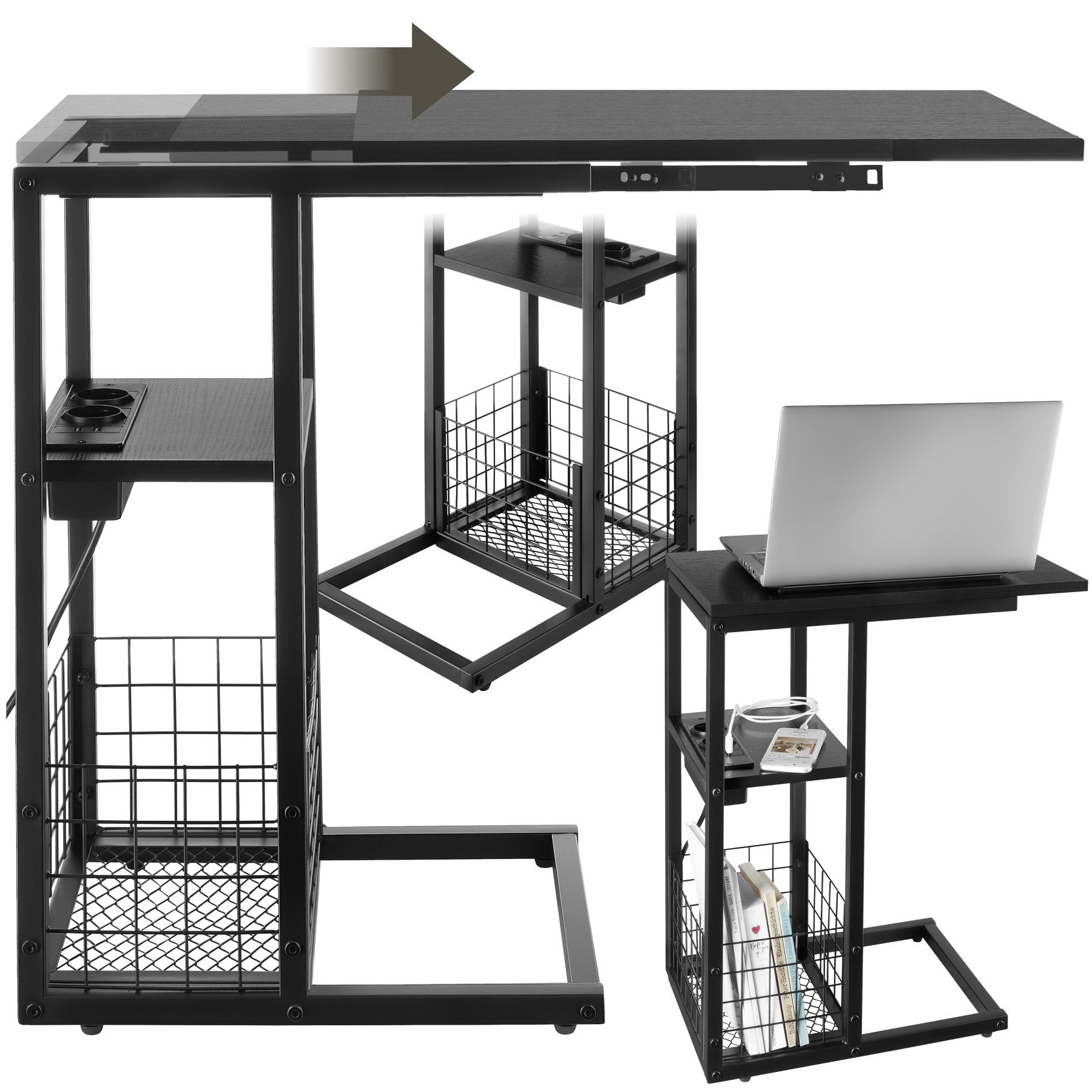 tectake Beistelltisch Laptop-Beistelltisch (1-St., 1 tlg), Laptop-Beistellt günstig online kaufen