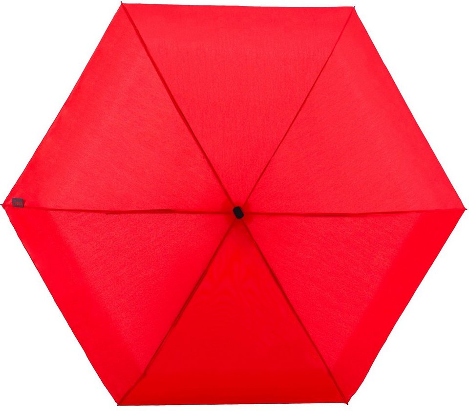 EuroSCHIRM® Taschenregenschirm Dainty, rot, extra flach und kurz, Länge:  ca. 49 (geöffnet), ca. 15,5 cm (geschlossen)