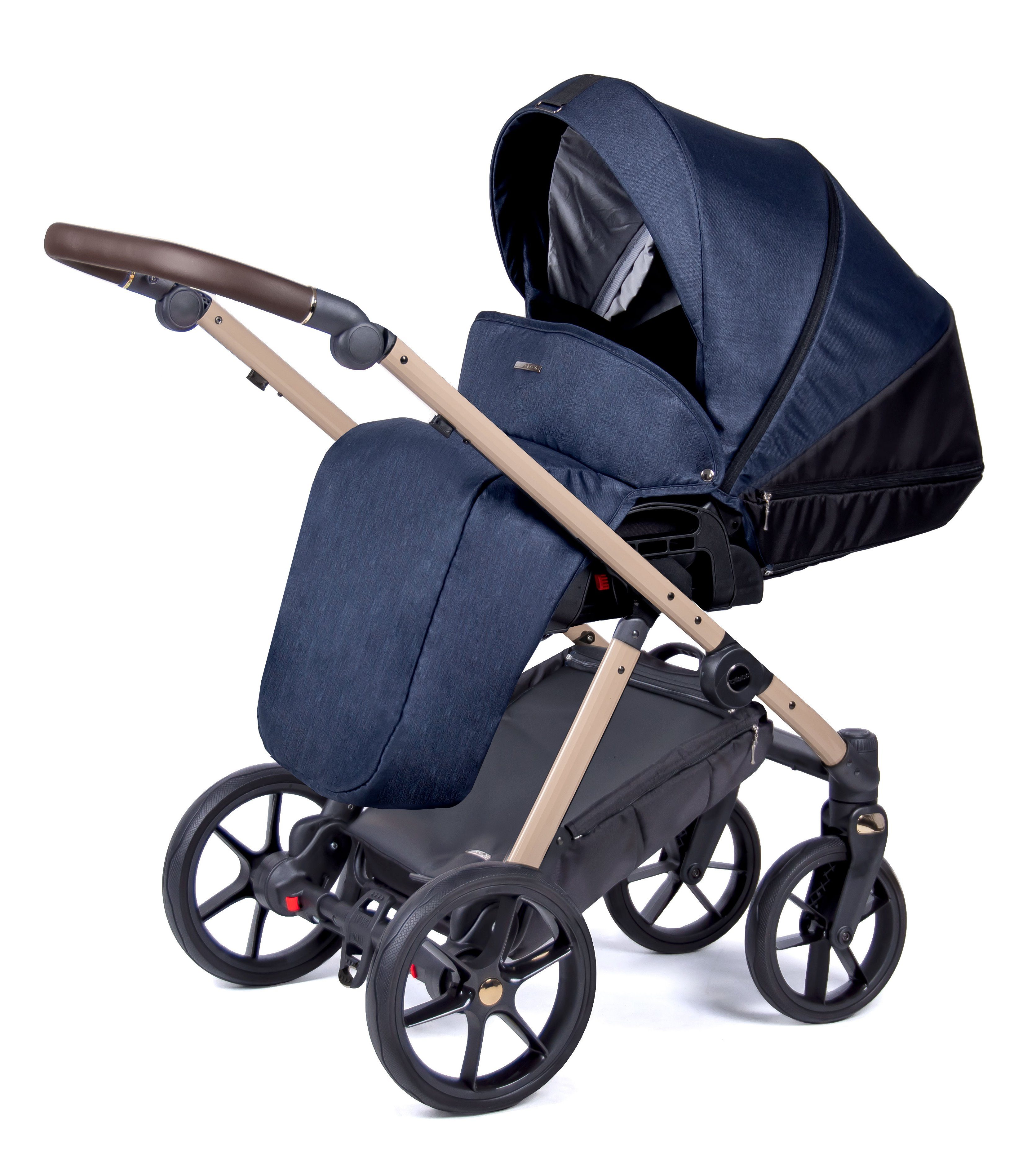 babies-on-wheels Kombi-Kinderwagen 3 in in Axxis 1 15 beige Kinderwagen-Set Navy Designs 24 gestell - Teile = 