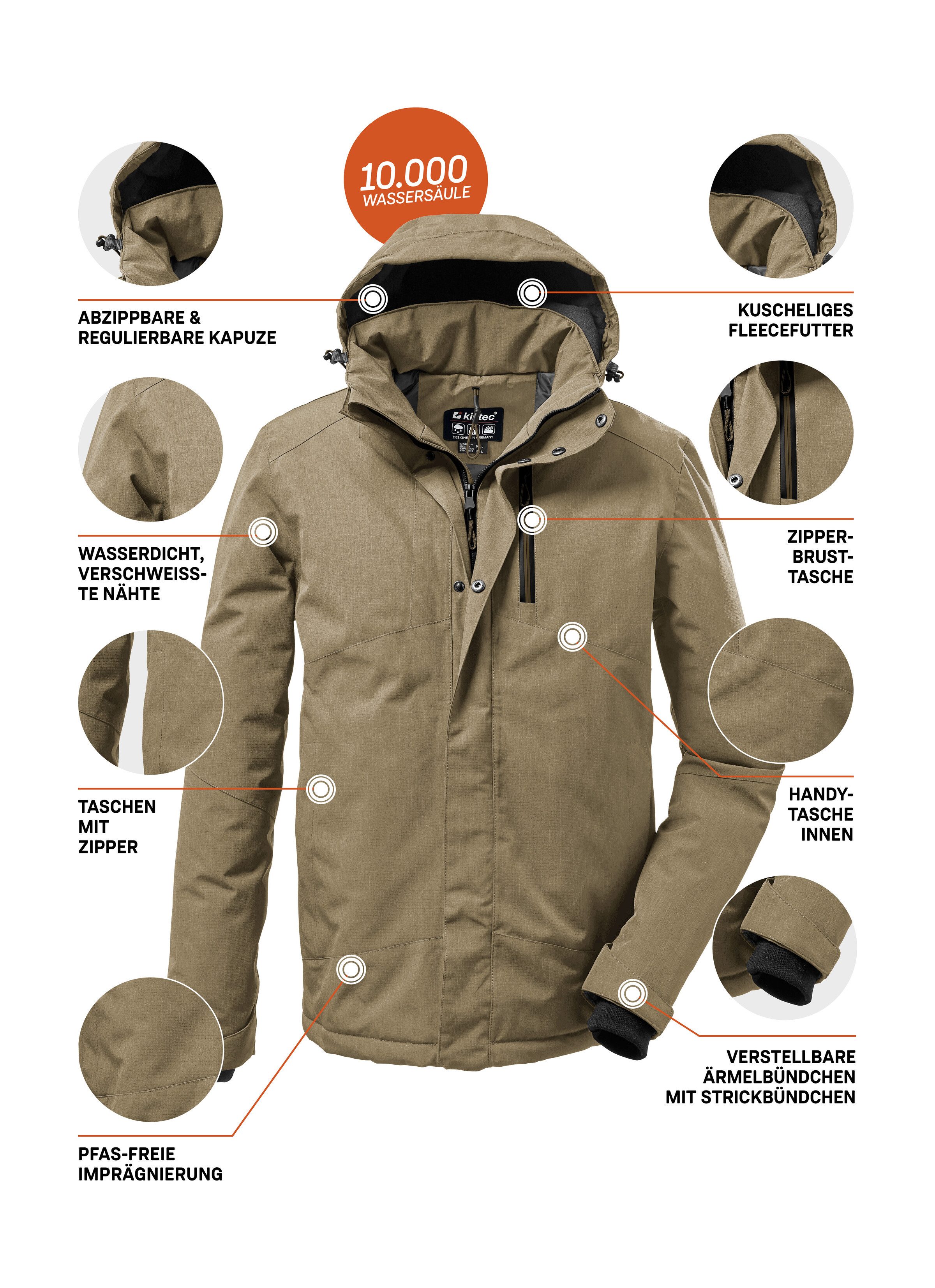Killtec Outdoorjacke KOW 161 MN JCKT Wasser- und winddichte Funktionsjacke mit abnehmbarer Kapuze – Bild 5 von 5