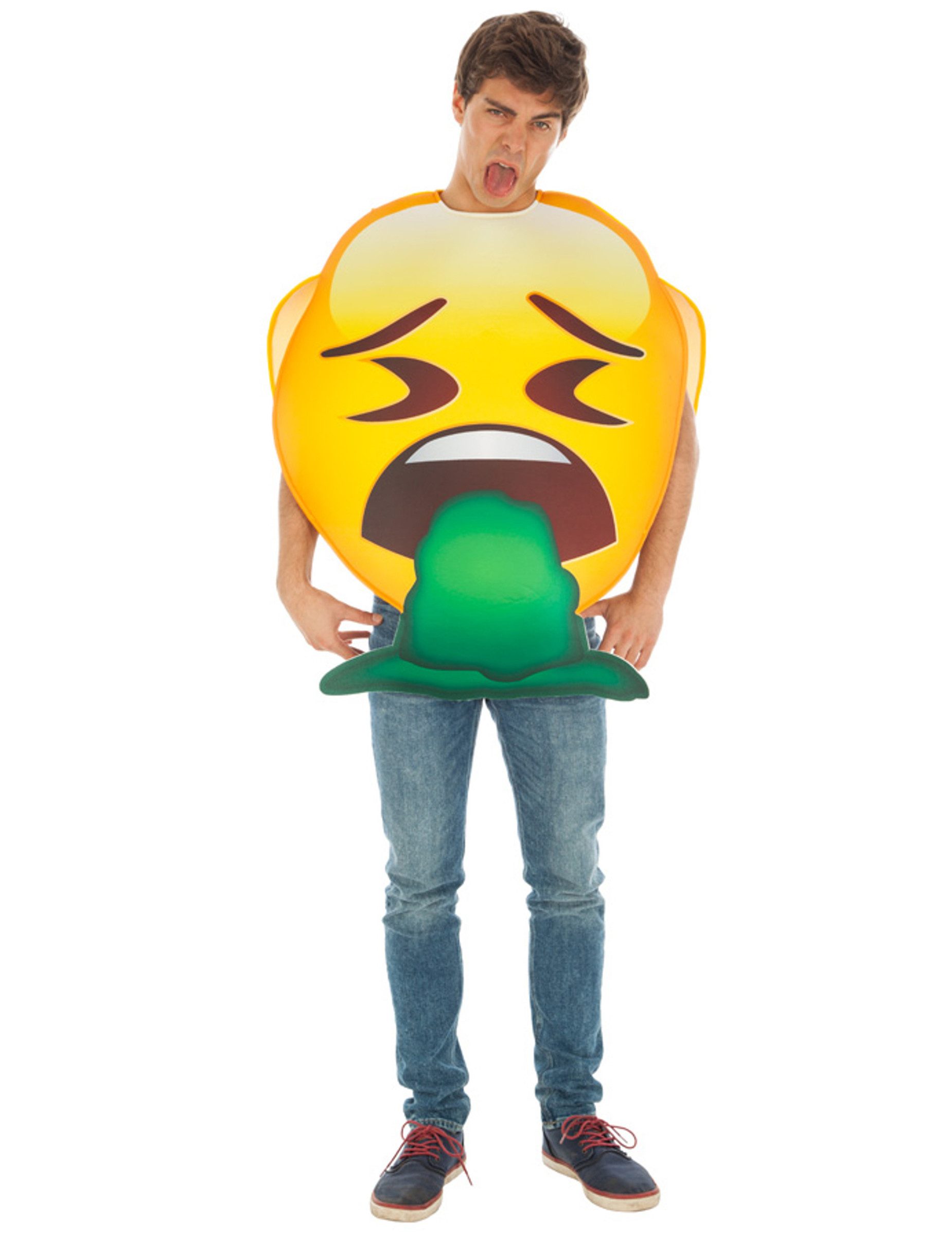 Kostüm Brech-Emoji Faschingskostüm gelb-grün