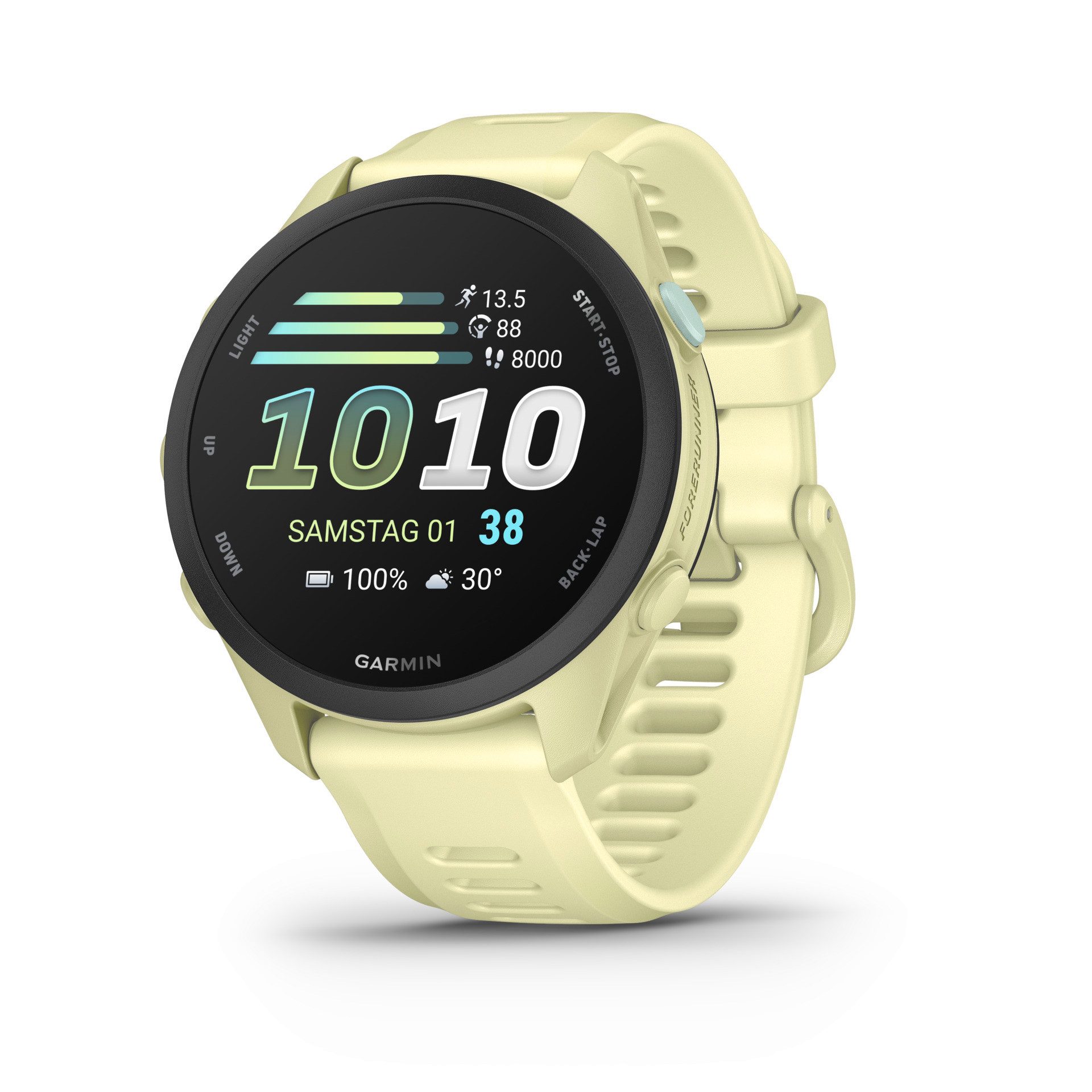 Garmin Forerunner 70 mit Silikonarmband 20 mm Smartwatch (3,048 cm/1,2 Zoll), Smarte GPS-Laufuhr für deinen Laufeinstieg