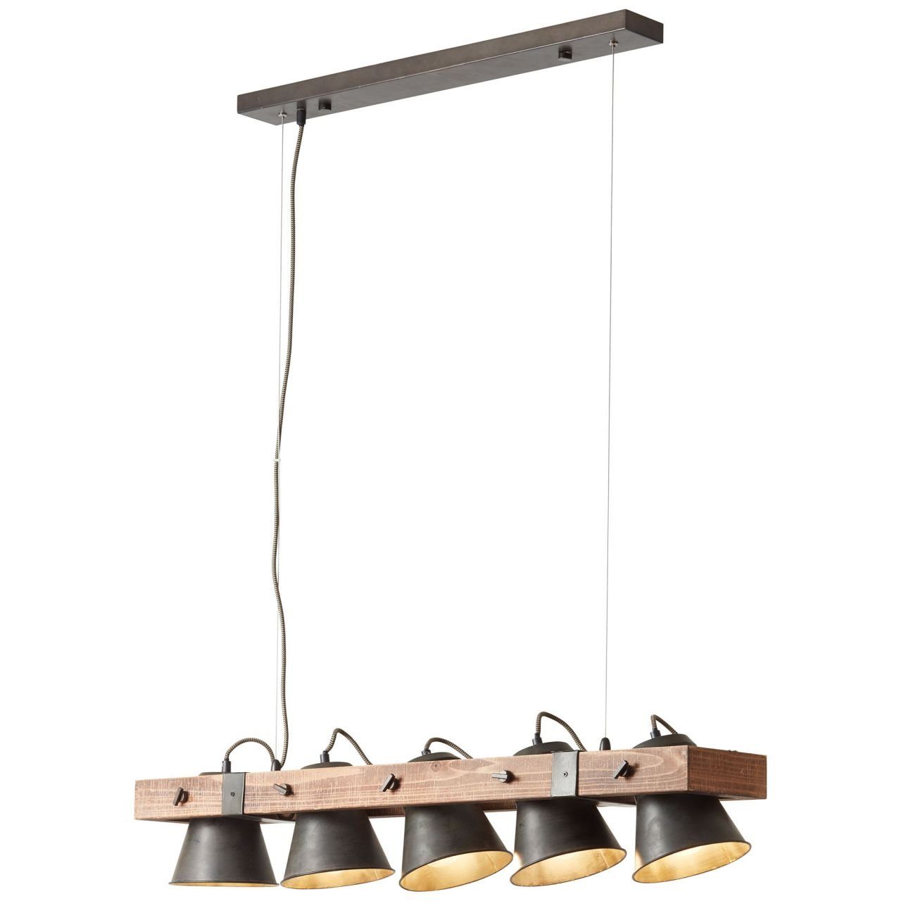 Brilliant Pendelleuchte Plow, ohne Leuchtmittel, Hängelampe 5flg, schwenkbar, stahl/holz