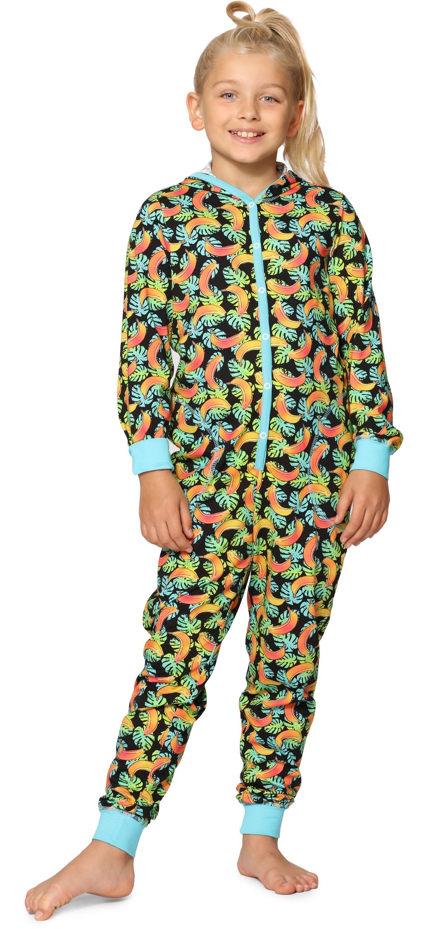 Merry Style Schlafanzug Mädchen Schlafoverall mit Kapuze MS10-223 Türkis Bananen | Pyjamas