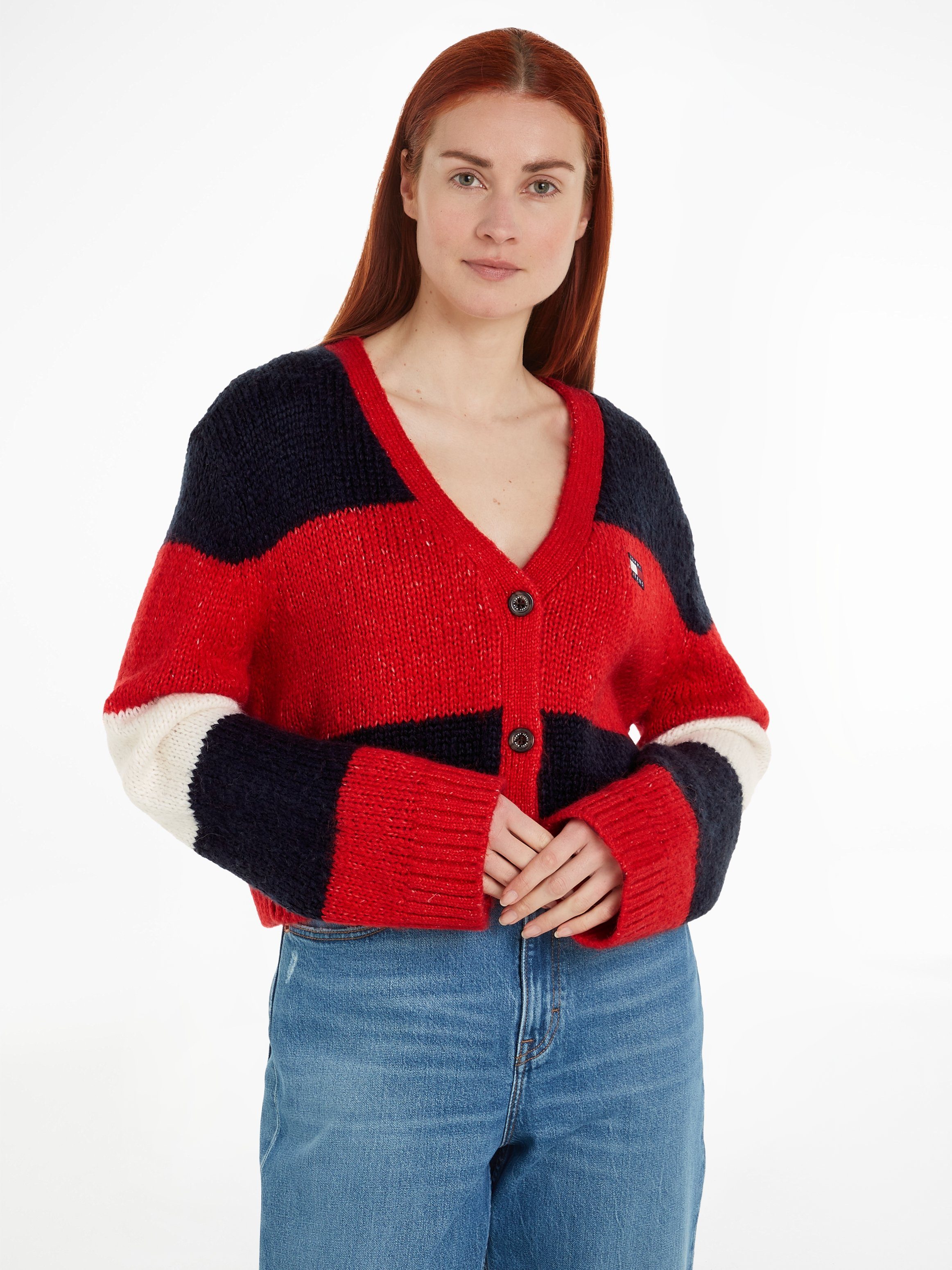 Tommy CARDIGAN Strickjacke mit COLORBLOCK Logopatch TJW Jeans