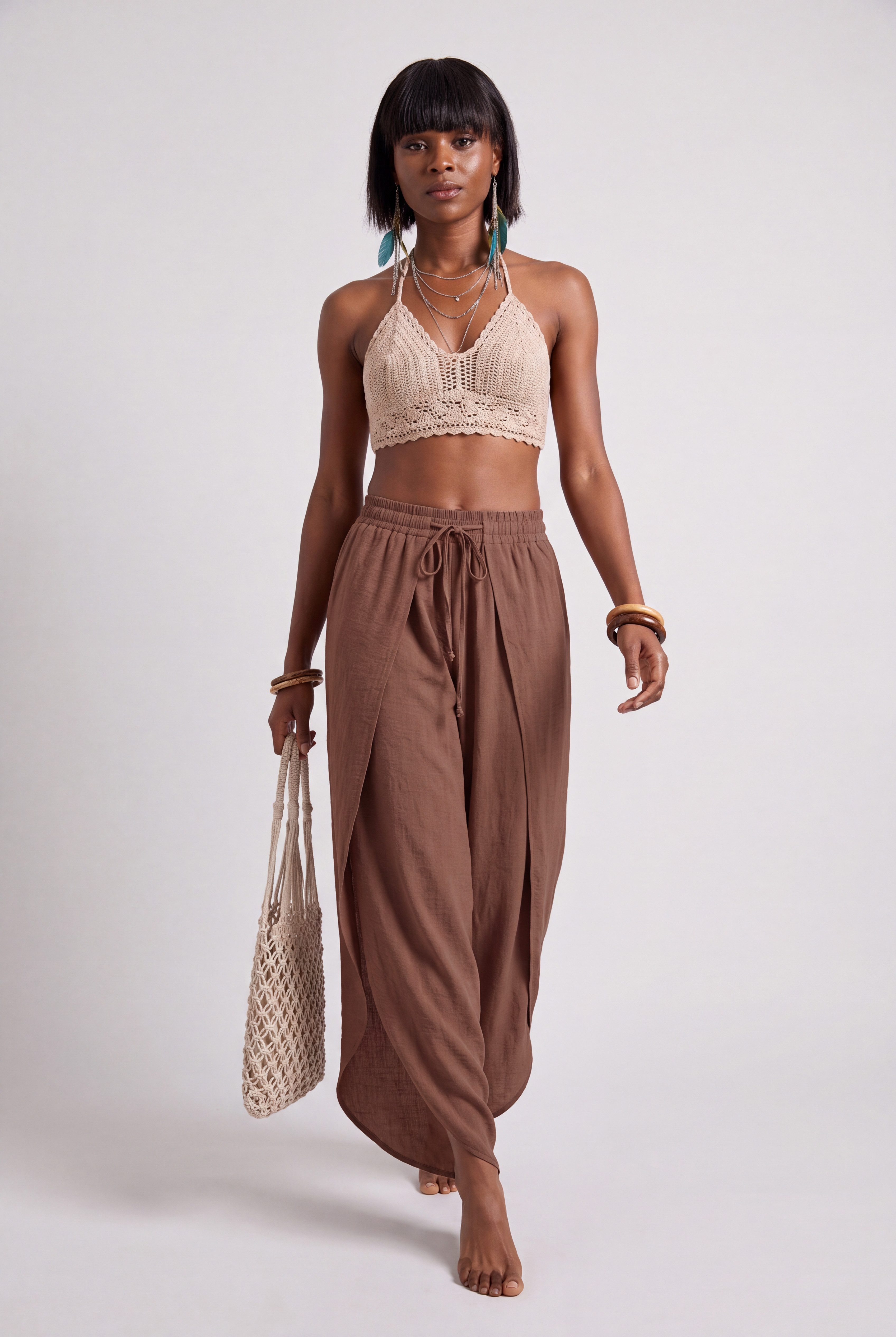 YC Fashion & Style Haremshose Boho Wickelhose im Lagenlook – Luftige Sommerhose Viskose mit elastischem Bund