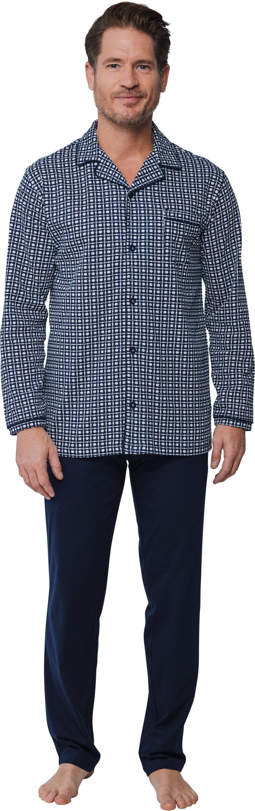Pastunette Schlafanzug Herren Pyjama lang geknöpft günstig online kaufen