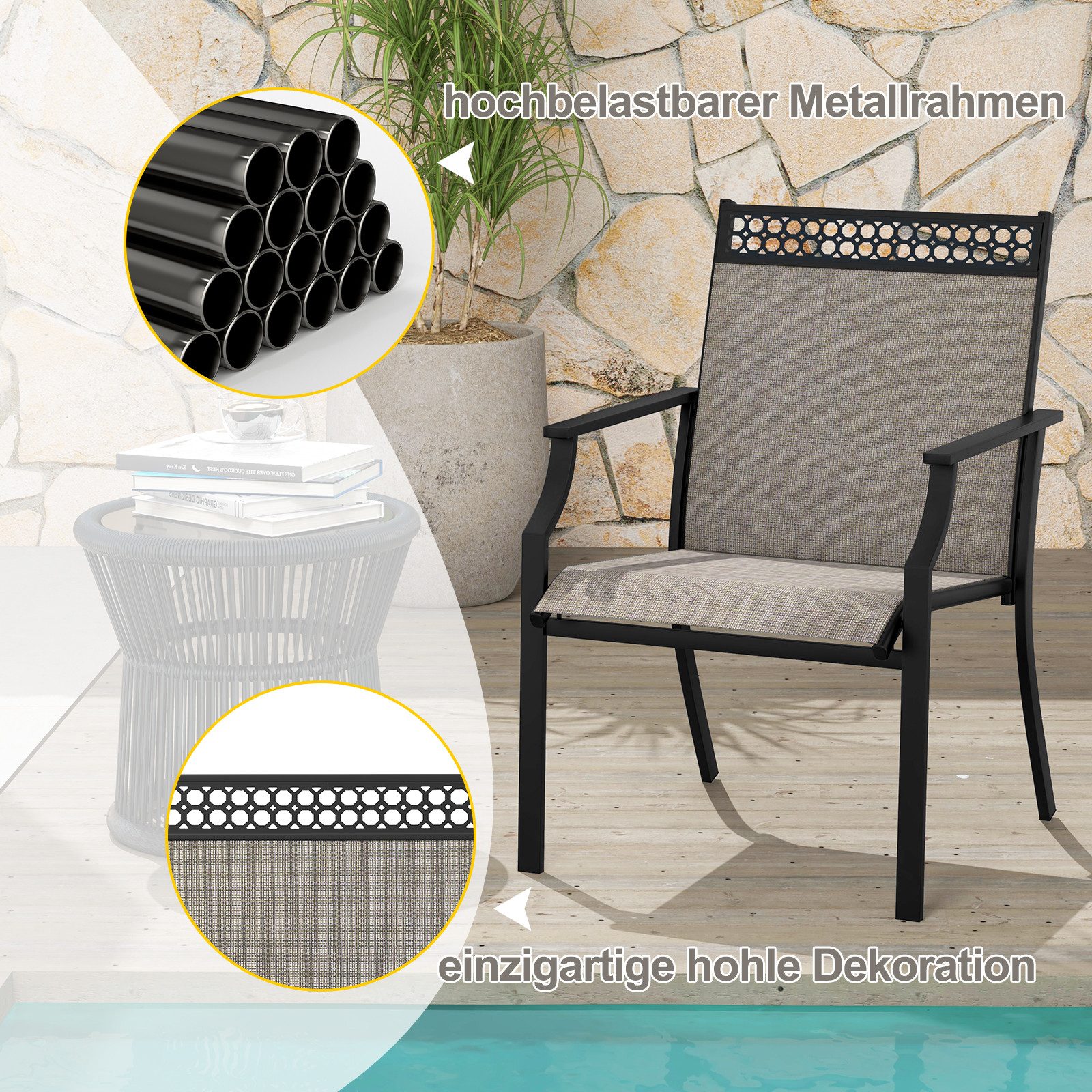 KOMFOTTEU Gartenstuhl (2er Set), Bistrostuhl aus günstig online kaufen
