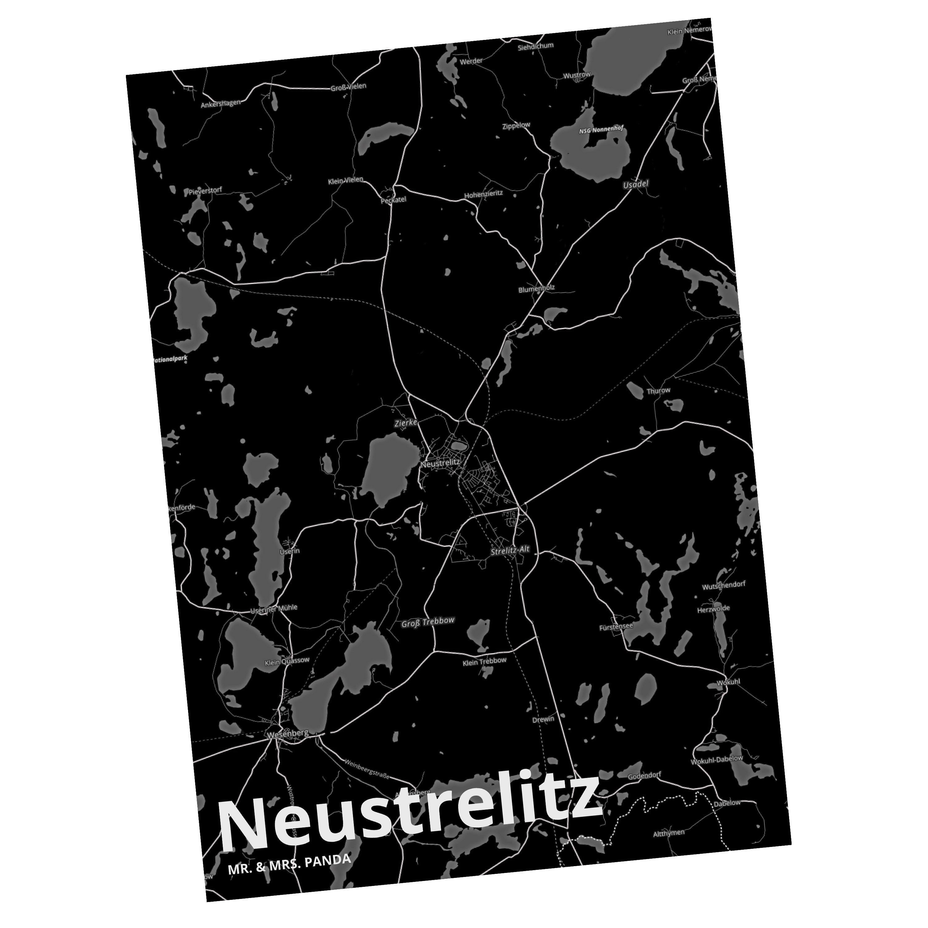 Mr. & Mrs. Panda Postkarte Neustrelitz - Geschenk, Geschenkkarte, Karte, Ansichtskarte, Stadt, S