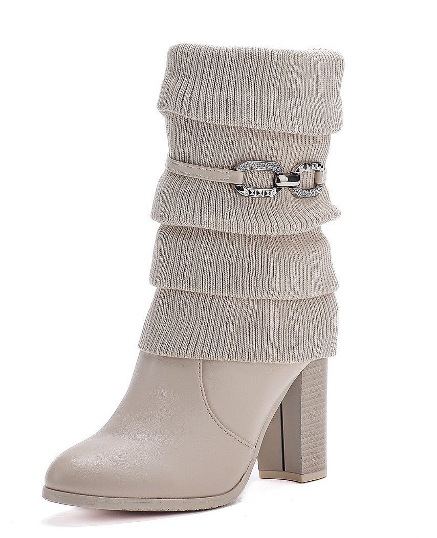 Pogolino 570 High-Heel-Stiefel Damen Stiefeletten Absatz Glitzer High Heels elegant