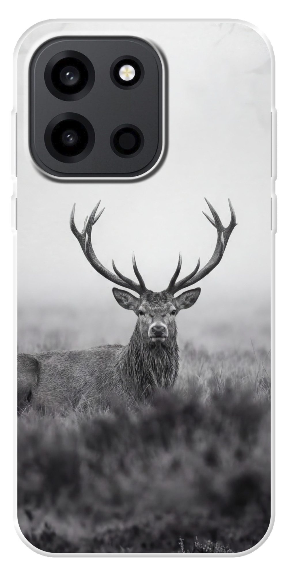 MuchoWow Handyhülle für OnePlus Turbo 6 5G Hirsch - Neblig - Schwarz - Weiß, Handy Case, Silikon, Bumper Case Dünn