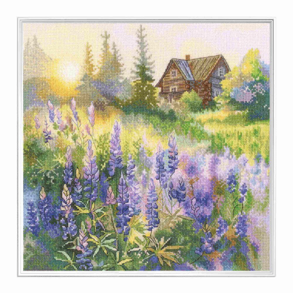 RTO Kreativset RTO Kreuzstich Stickpackung "Fliederabend", Zählmuster, 25x25cm, (embroidery kit by Marussia)