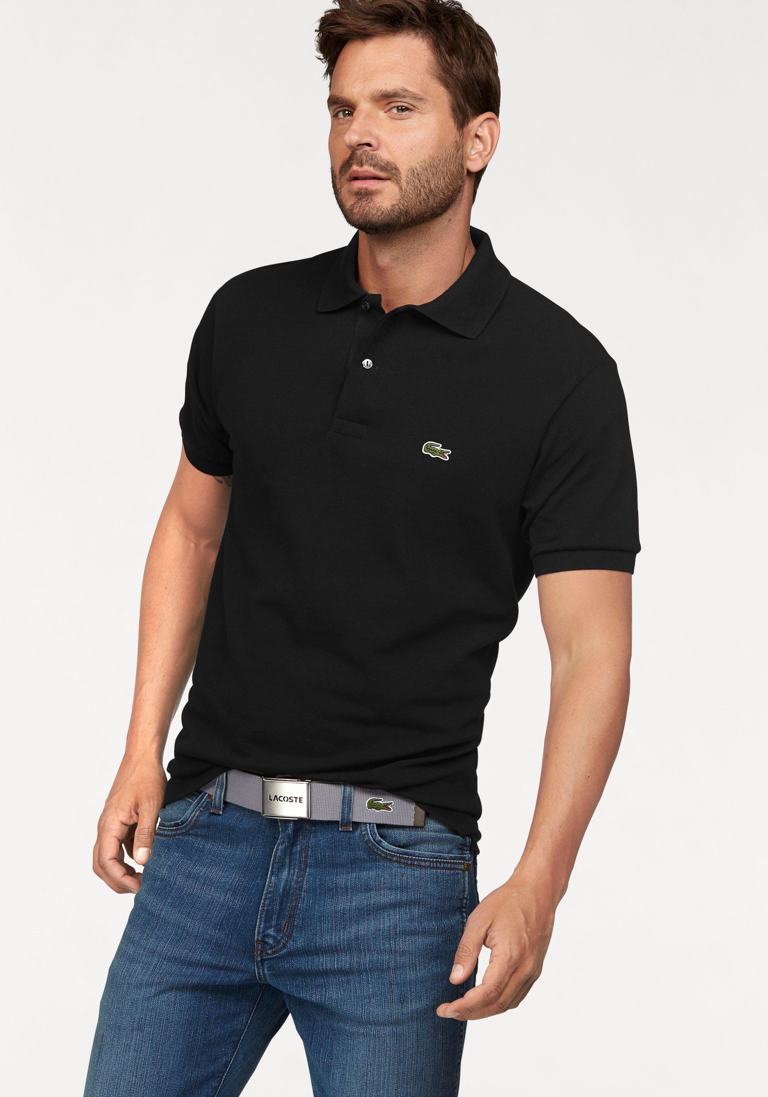 in Knöpfen Poloshirt Perlmuttoptik (1-tlg) Lacoste schwarz mit