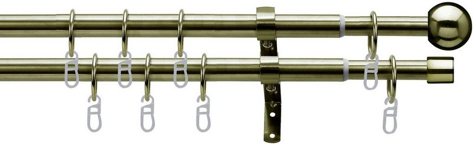Gardinenstange Formentor, indeko, Ø 20 mm, 2-läufig, ausziehbar, verschraubt,  Stahl, stufenlos verstellbare Teleskopstange