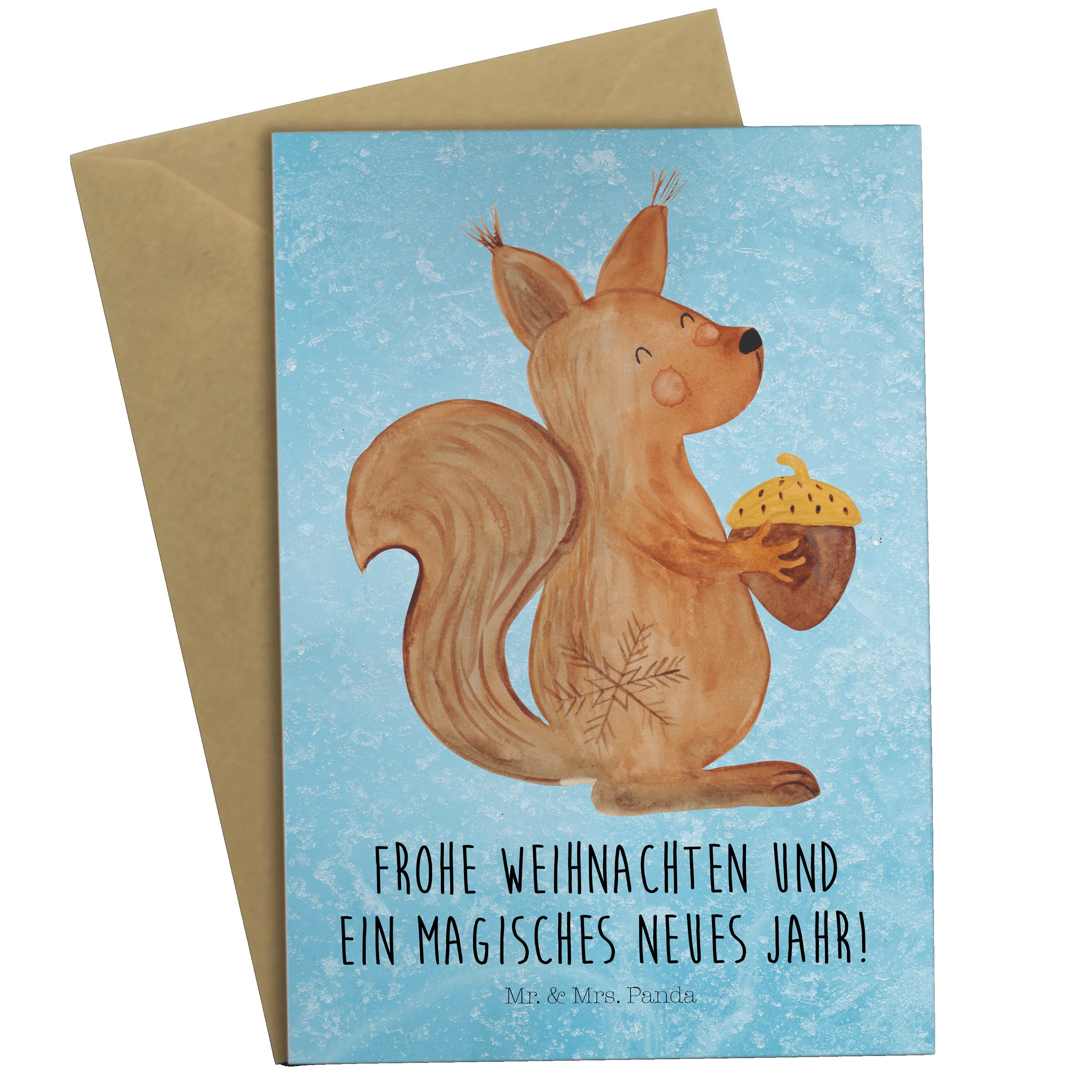 Mr. & Mrs. Panda Grußkarte Eichhörnchen Weihnachtszeit - Eisblau - Geschenk, Hochzeitskarte, Win