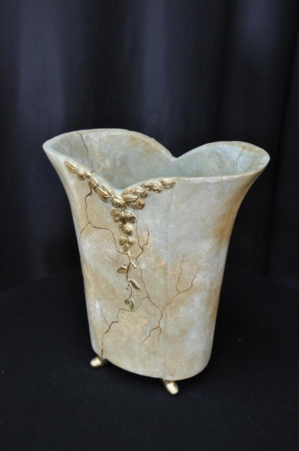 JVmoebel Skulptur Schale Vase Tisch Design Vasen Schalen Dekoration Deko Schlüssel Box Beige