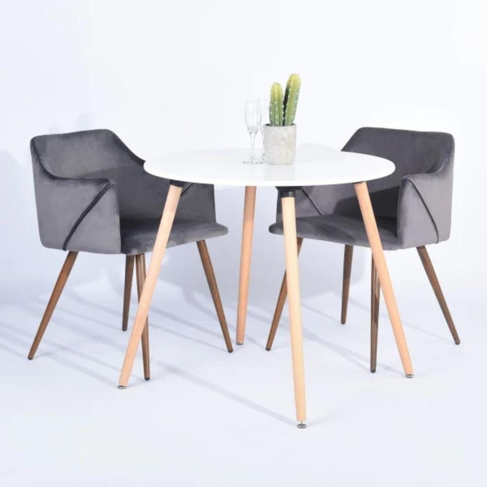 Coonoor auf Maximales Holzbeinen Eleganz Samtstoff Samtiger Designerstuhl Esszimmersessel lbs, (2-St), trifft 250 Stuhlgewicht: mit Metallgestell