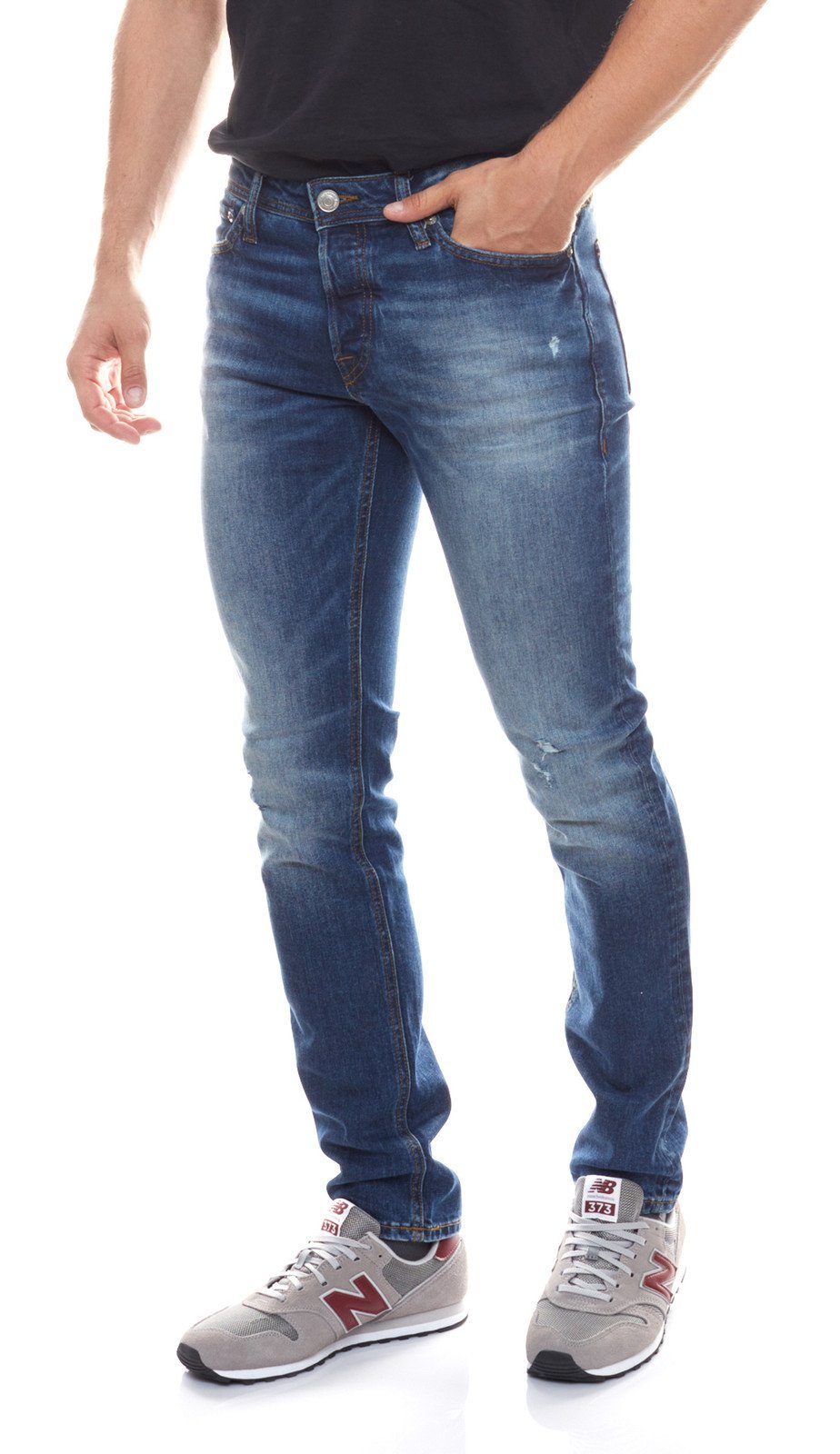 Jack & Jones Slim-fit-Jeans »JACK & JONES Used Look-Jeans bequeme Slim Fit- Jeans für Herren Glenn Freizeit-Hose Blau« online kaufen | OTTO