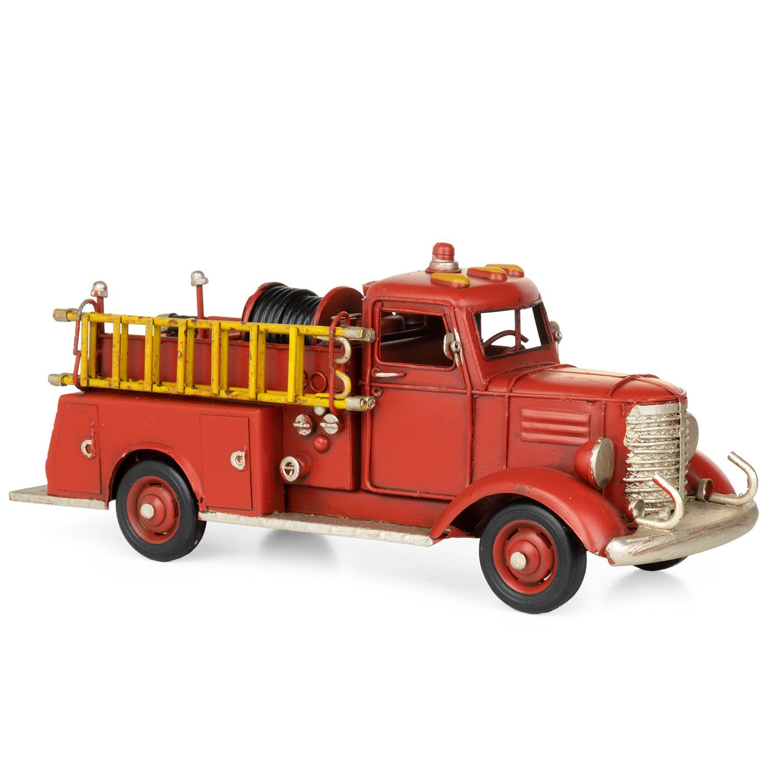 Moritz Dekofigur Blech-Deko Oldtimer Feuerwehrwagen, Polyresin Figuren Deko Geschenk Geometrische TierFigur Modern Skulptur