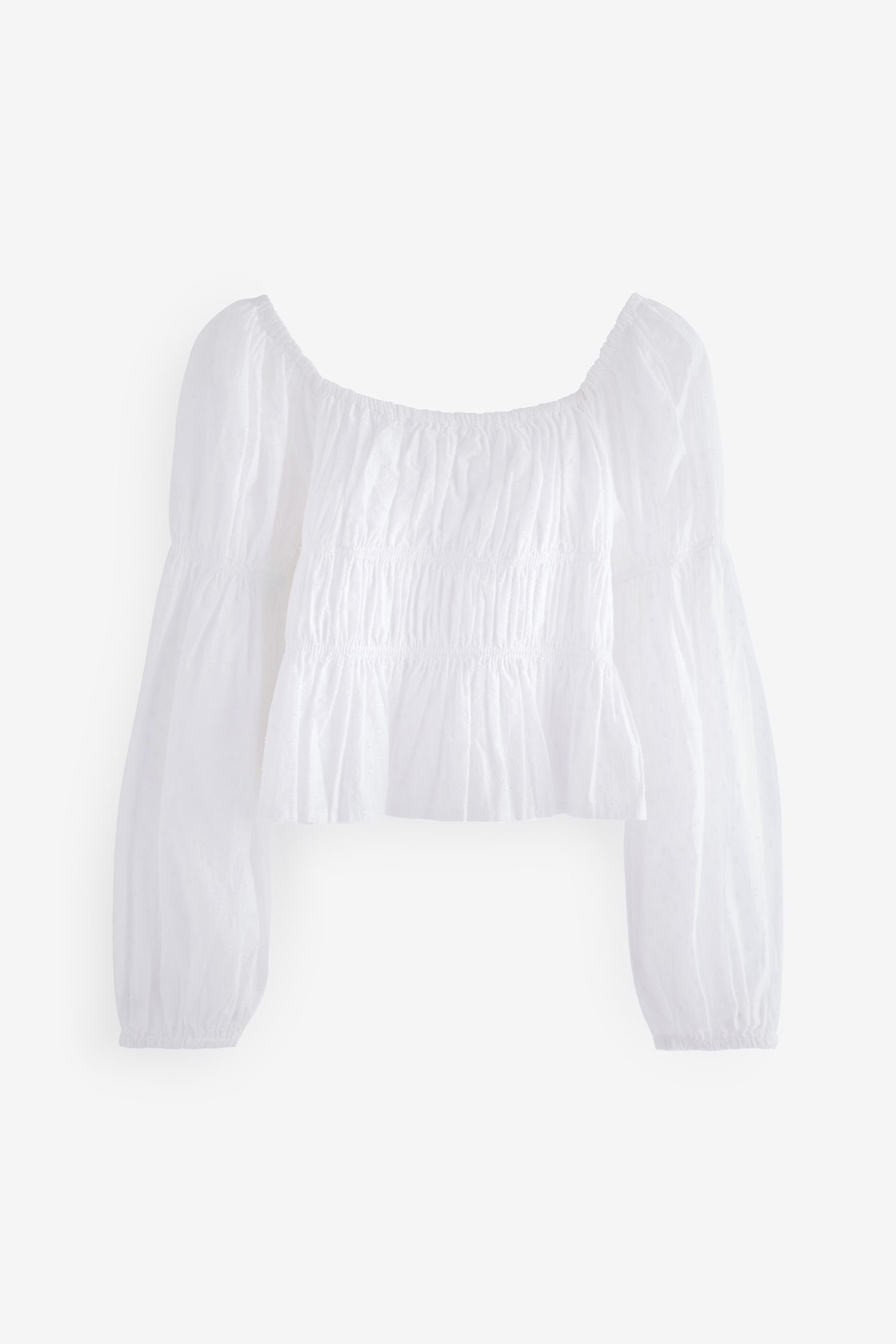 Next Blusenshirt Gesmokte Bluse (1-tlg) White