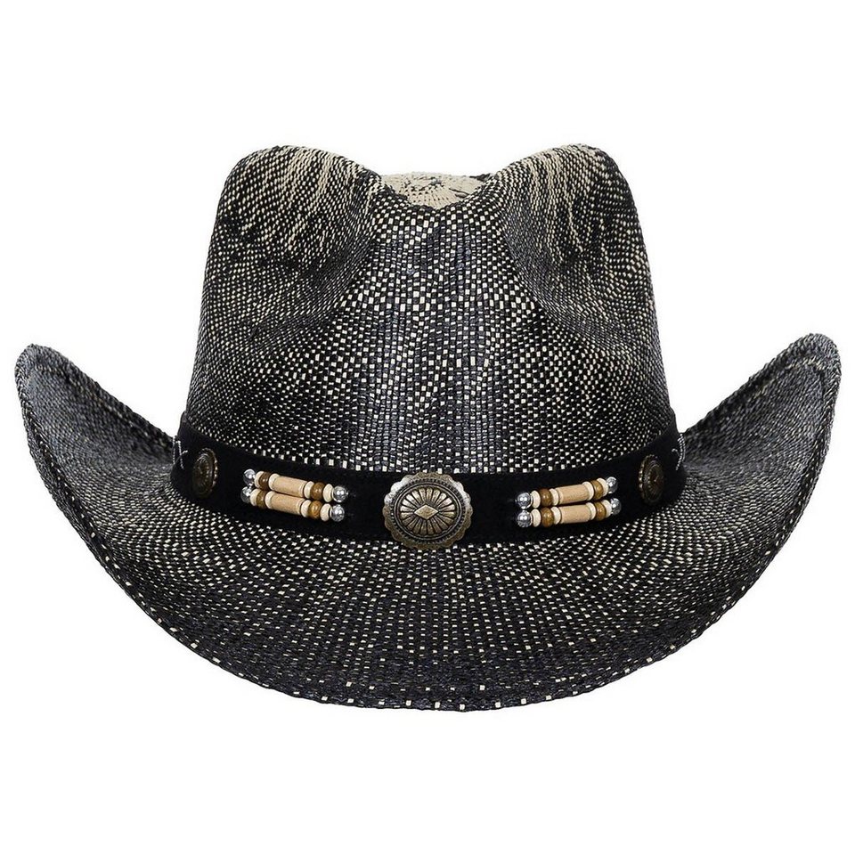 FoxOutdoor Strohhut Strohhut, Texas, mit Hutband, schwarz-braun mit Western  Style Hutband