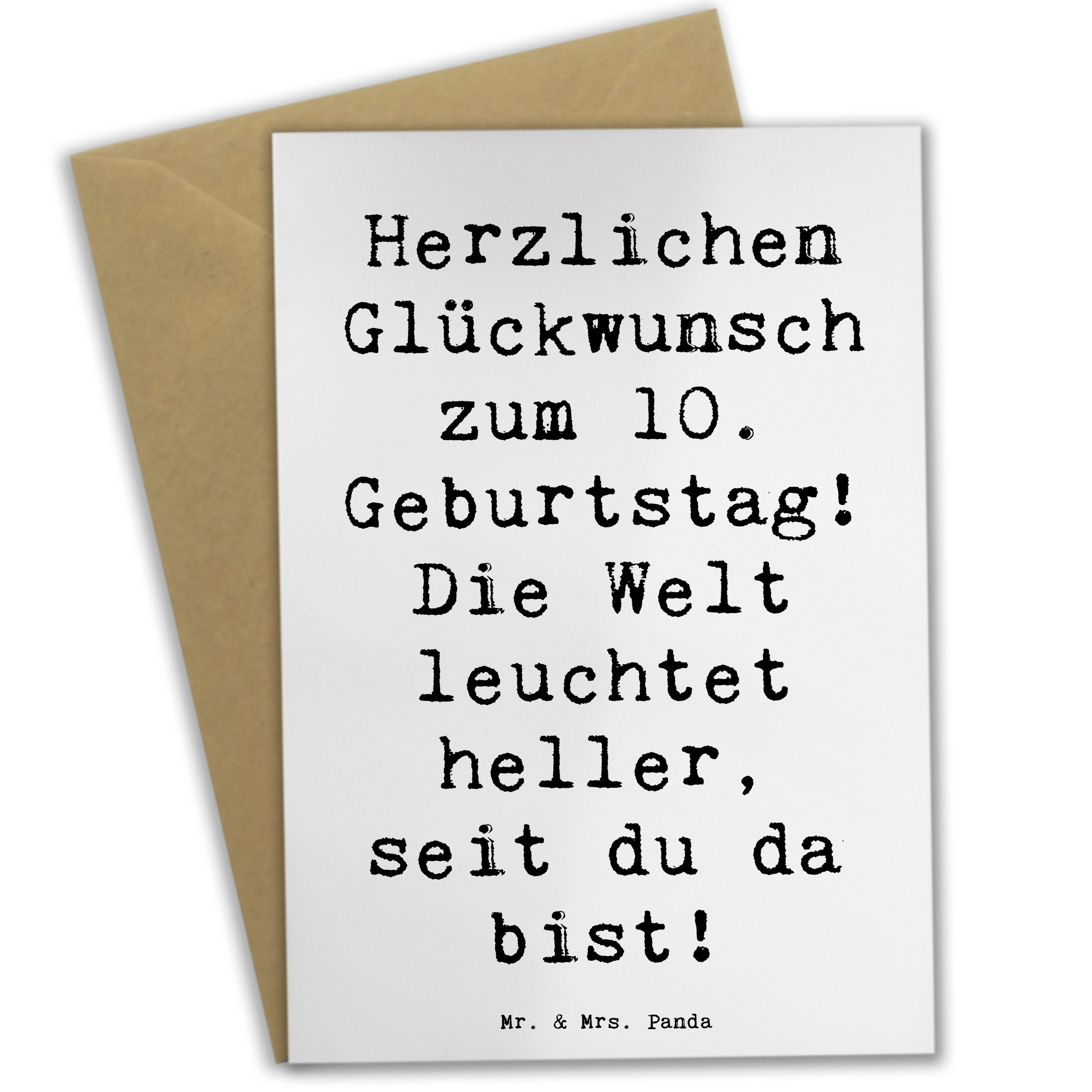 Grußkarte Spruch 10. Geburtstag Jubiläum - Weiß - Geschenk, inspirierende Nachr