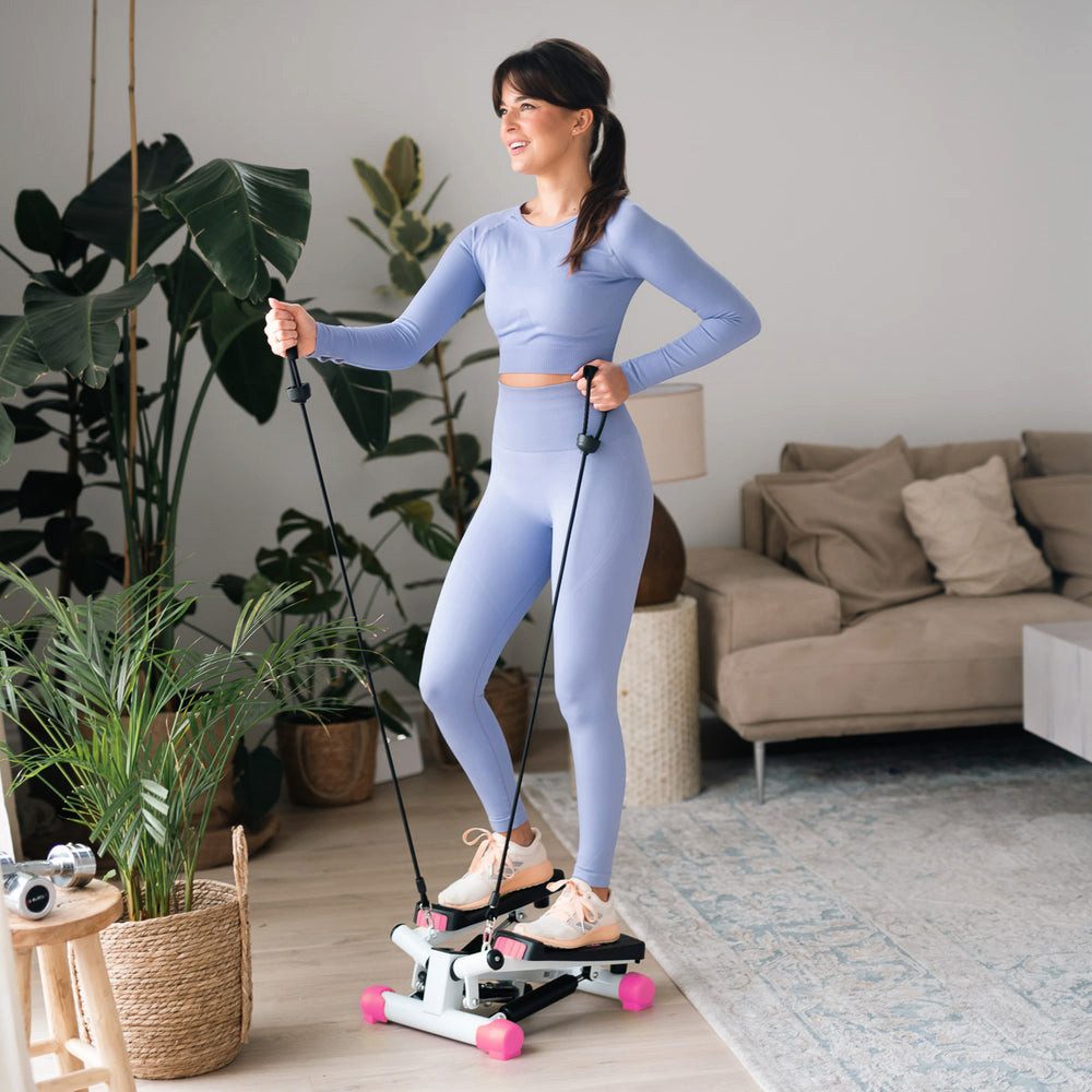 HMS Mini-Stepper Stepper Side-Stepper Heimtraining (Spar-Set, Trainingscomputer), Breite, rutschfeste Trittflächen sorgen für sicheren Stand