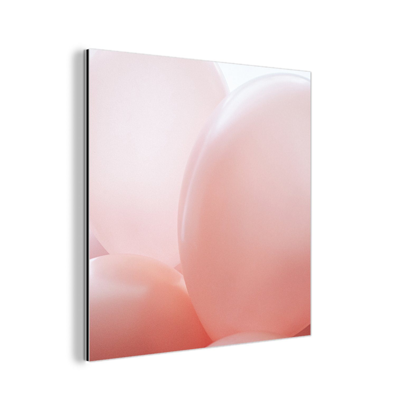 MuchoWow Metallbild Ballon - Rosa - Pastell, (1 St), Alu-Dibond-Druck, Gemälde aus Metall, Aluminium deko