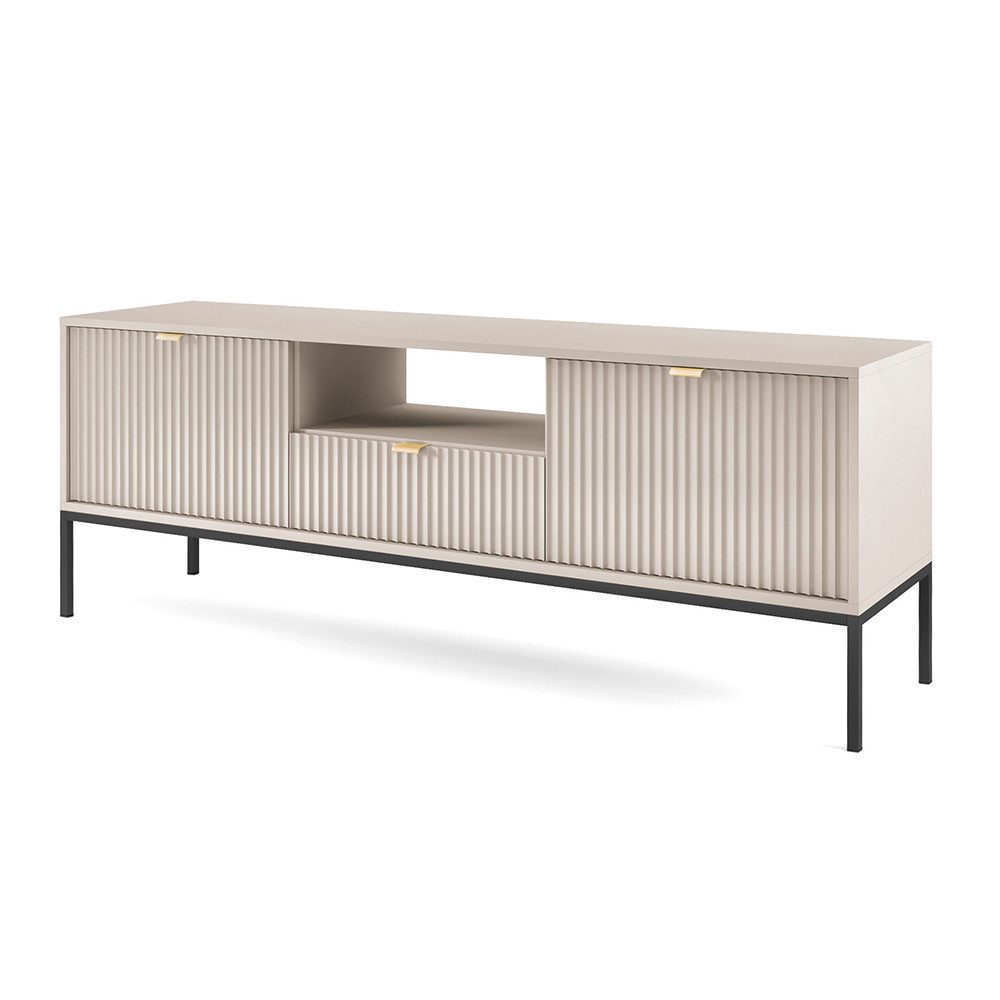 Lomadox Lowboard NEWCASTLE-160, 154 cm breit, in kaschmir, schwarzes Fußgestell