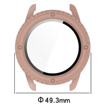 Wigento Smartwatch-Hülle Für Xiaomi Watch S3 Kunststoff Watch Hülle + H9 Schutzglas Schwarz