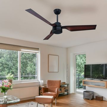 etc-shop Deckenventilator, Decken Ventilator mit Fernbedienung Wohnzimmer Lüfter, schwarz braun