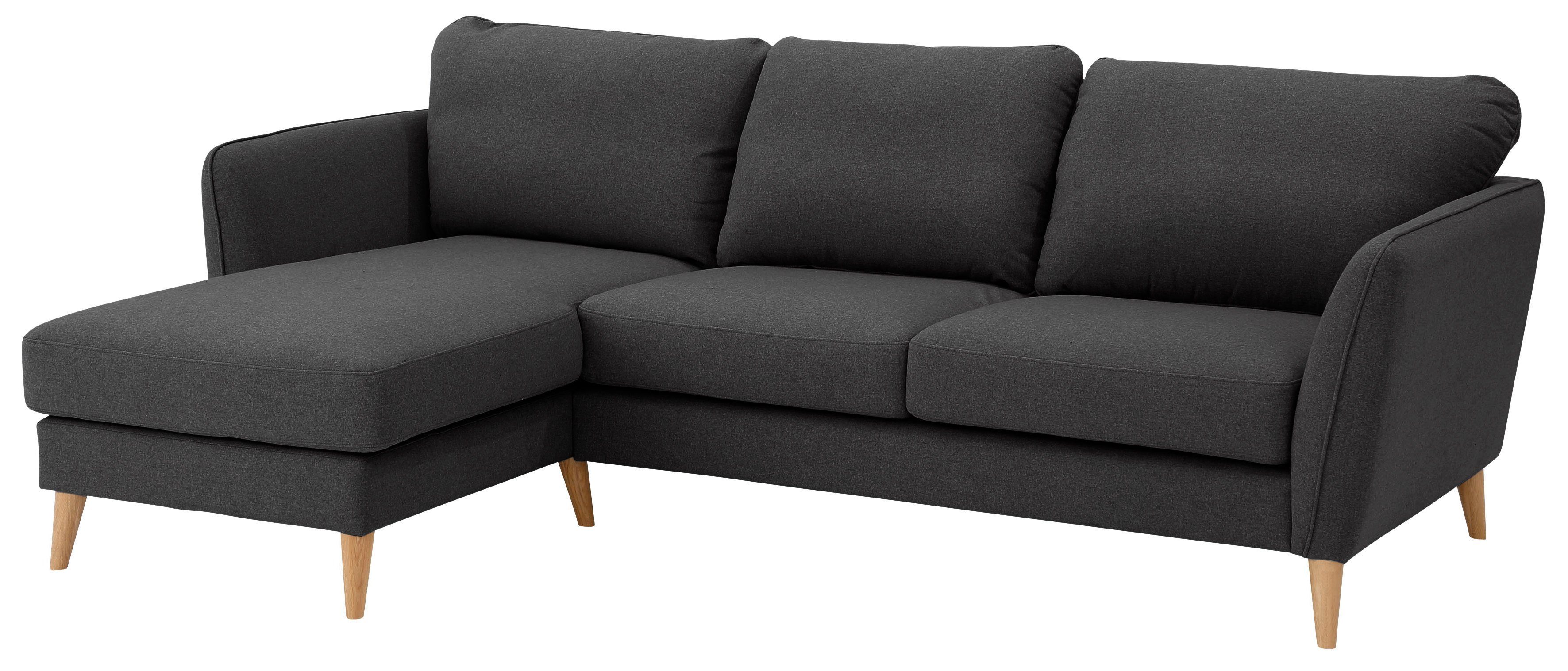 Home affaire Ecksofa MARSEILLE (242/152cm),L-Form, Rec. rechts/links, Massivholzbeine Eiche, Landhausstil, Wellenunterfederung