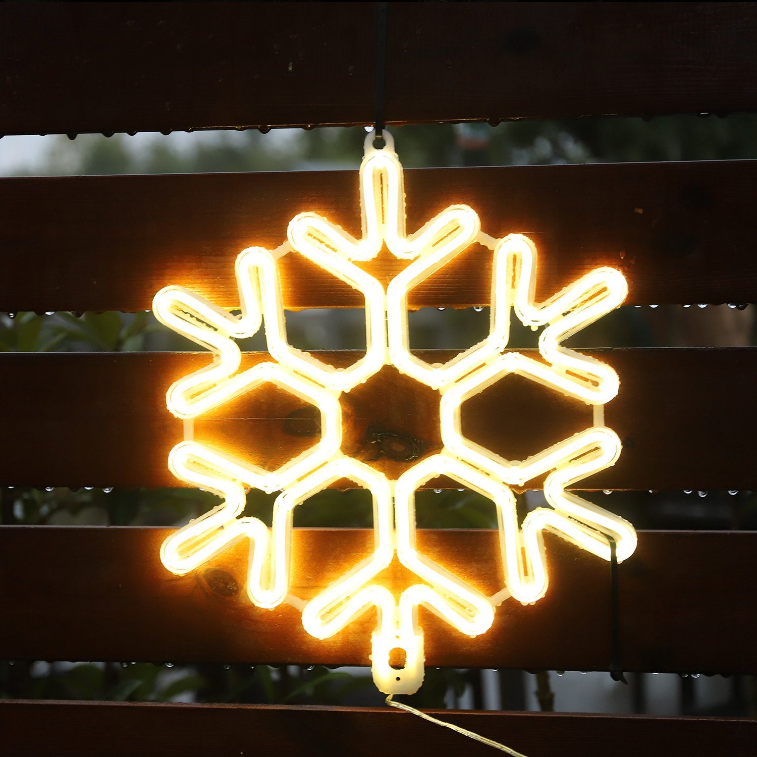 Salcar LED Dekolicht 40/60cm Schneeflocke Neonlicht LED Fenster Weihnachts Dekoration, Warmweiß, LED Weihnachts Lichter, Weihnachtsdeko Outdoor – Bild 5 von 5