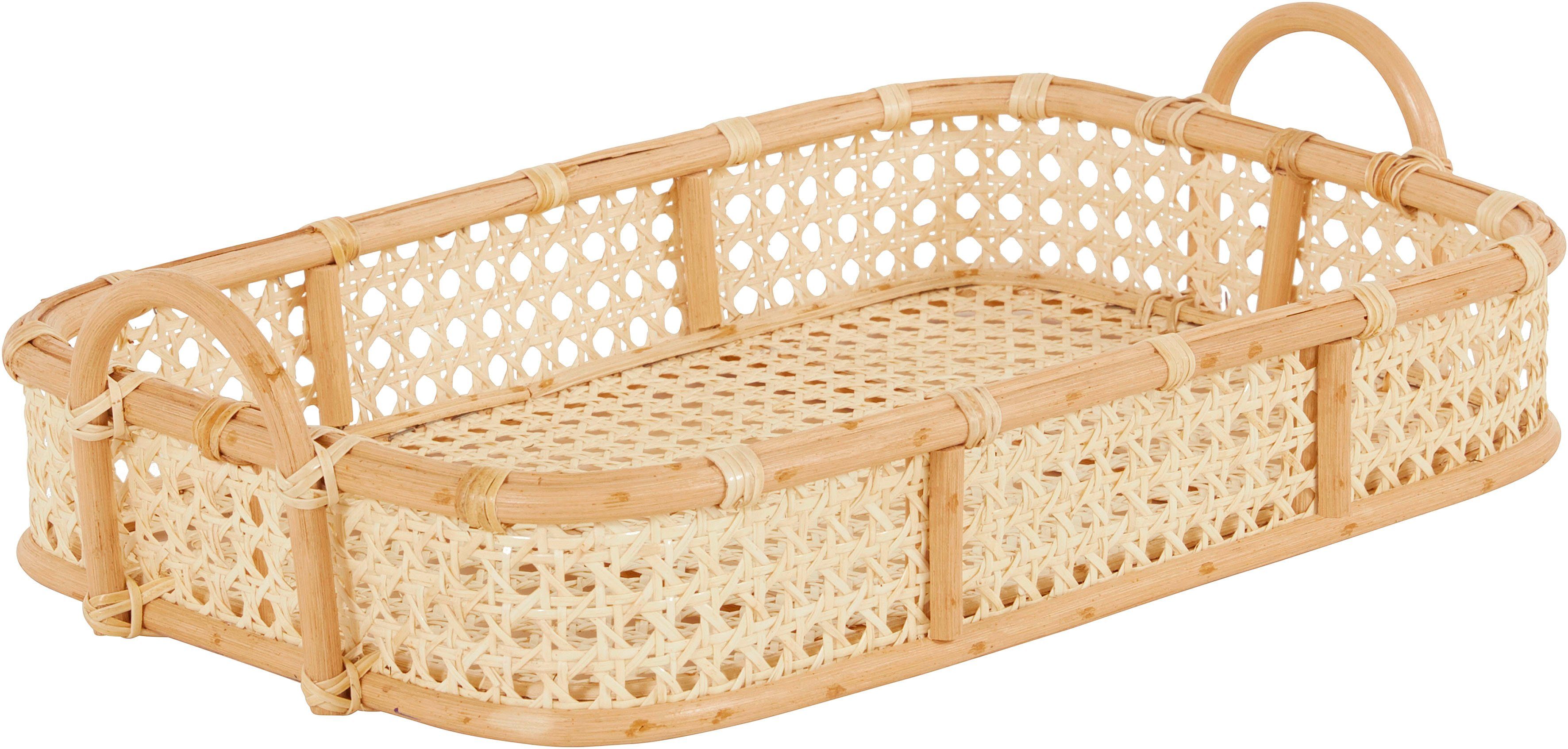 LeGer Home by Lena Gercke Tablett Maria, Peddigrohr, Rattan, (1-tlg),  Wiener Geflecht