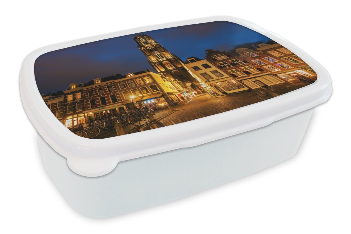 Jungs Domturm - Lunchbox Nacht Kunststoff, MuchoWow Utrecht, (2-tlg), für und für Kinder weiß Brotbox Erwachsene, Brotdose, und - Mädchen