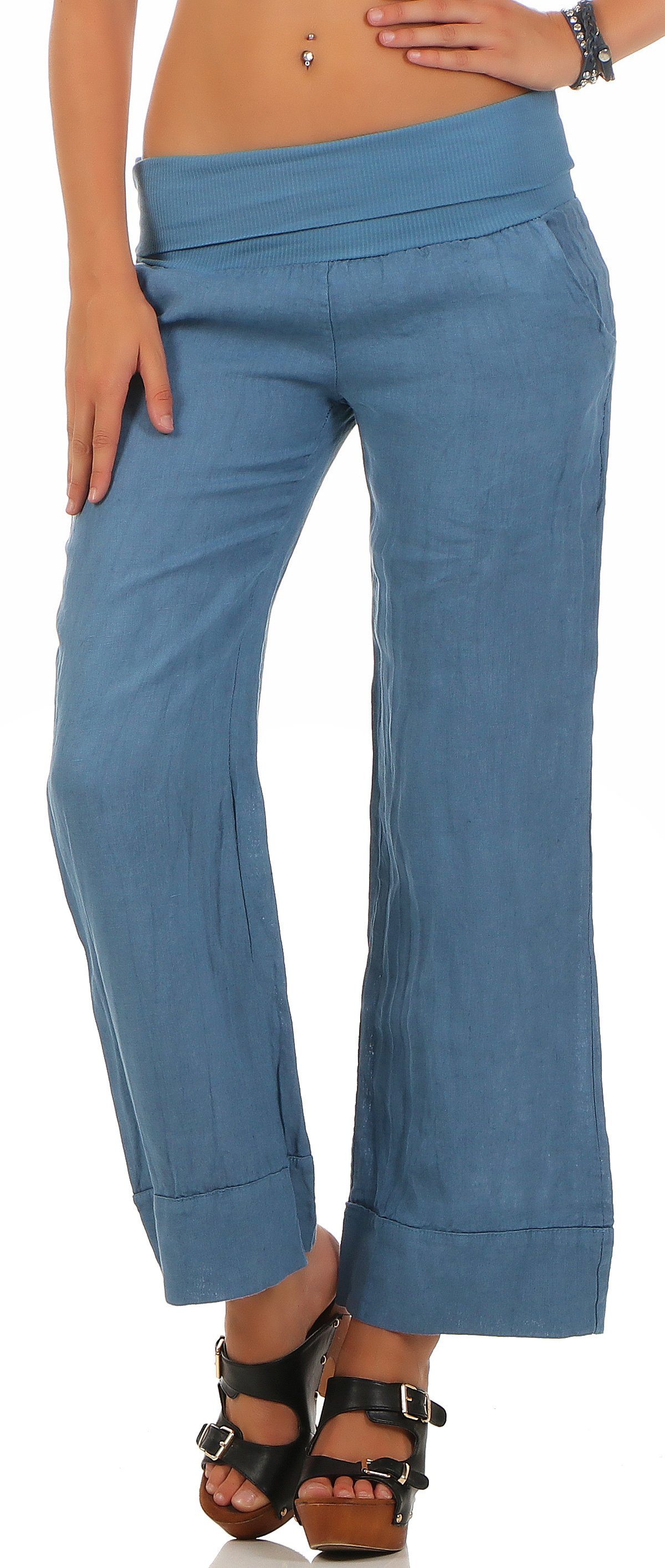 Casual more fashion than Leinenhose Leinen 8064 Hose jeansblau malito