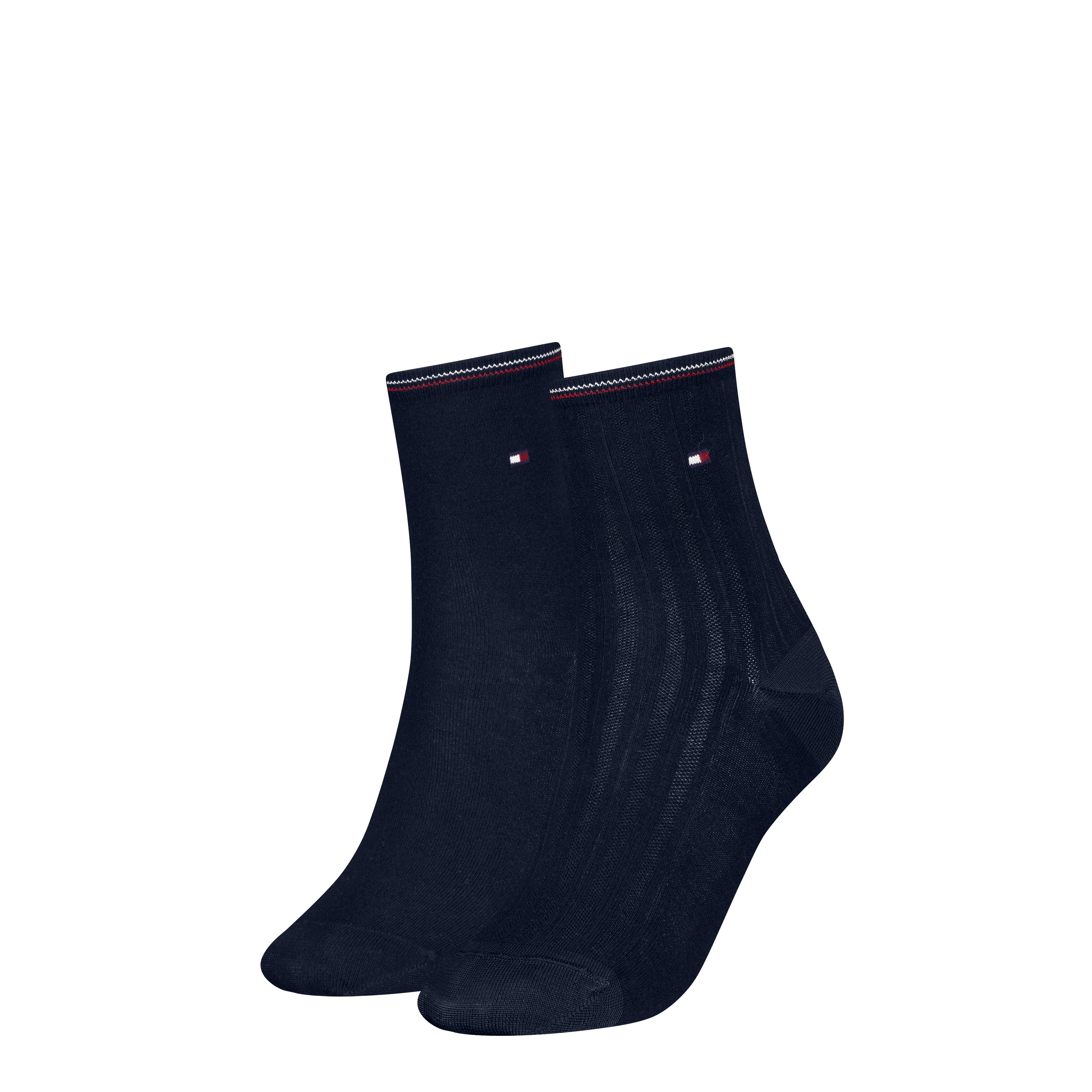 Tommy Hilfiger Kurzsocken TH WOMEN SHORT SOCK 2P SHINE (2 Paar) mit feinem Rippendetail