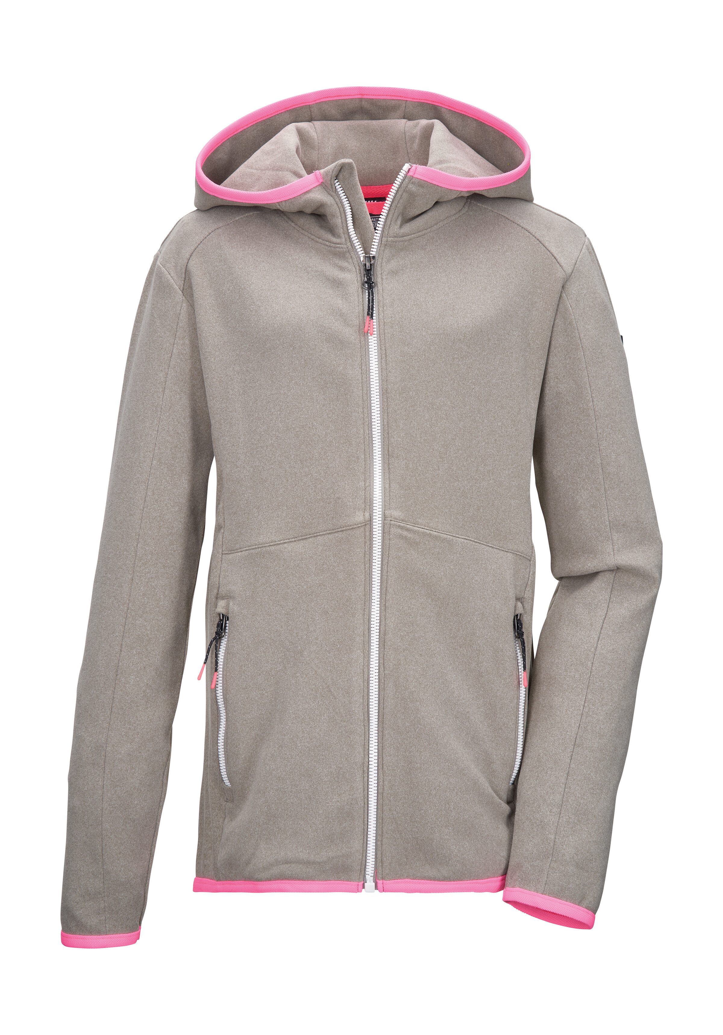 Killtec Strickjacke KOS 152 GRLS FLX JCKT Elastische Kinderjacke mit Kapuze und Kinnschutz im Melange-Look
