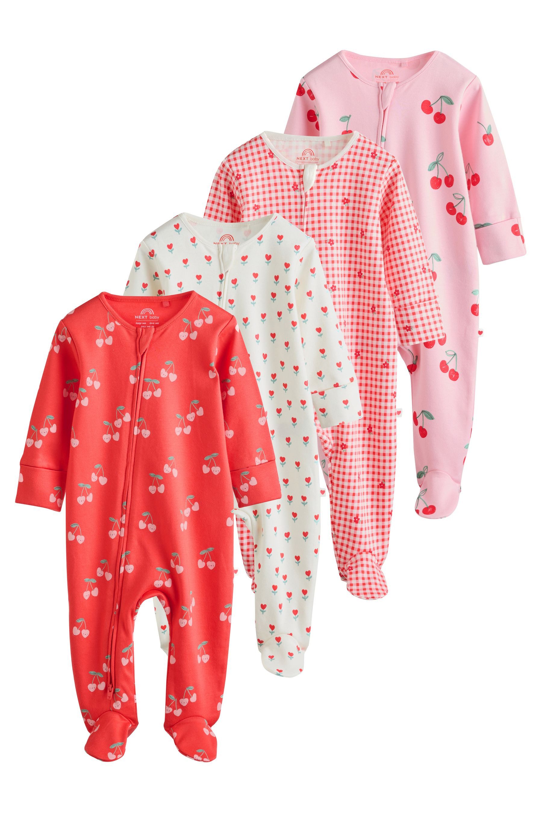 Schlafoverall Babyschlafanzüge mit 2-Wege-RV, 4er-Pack